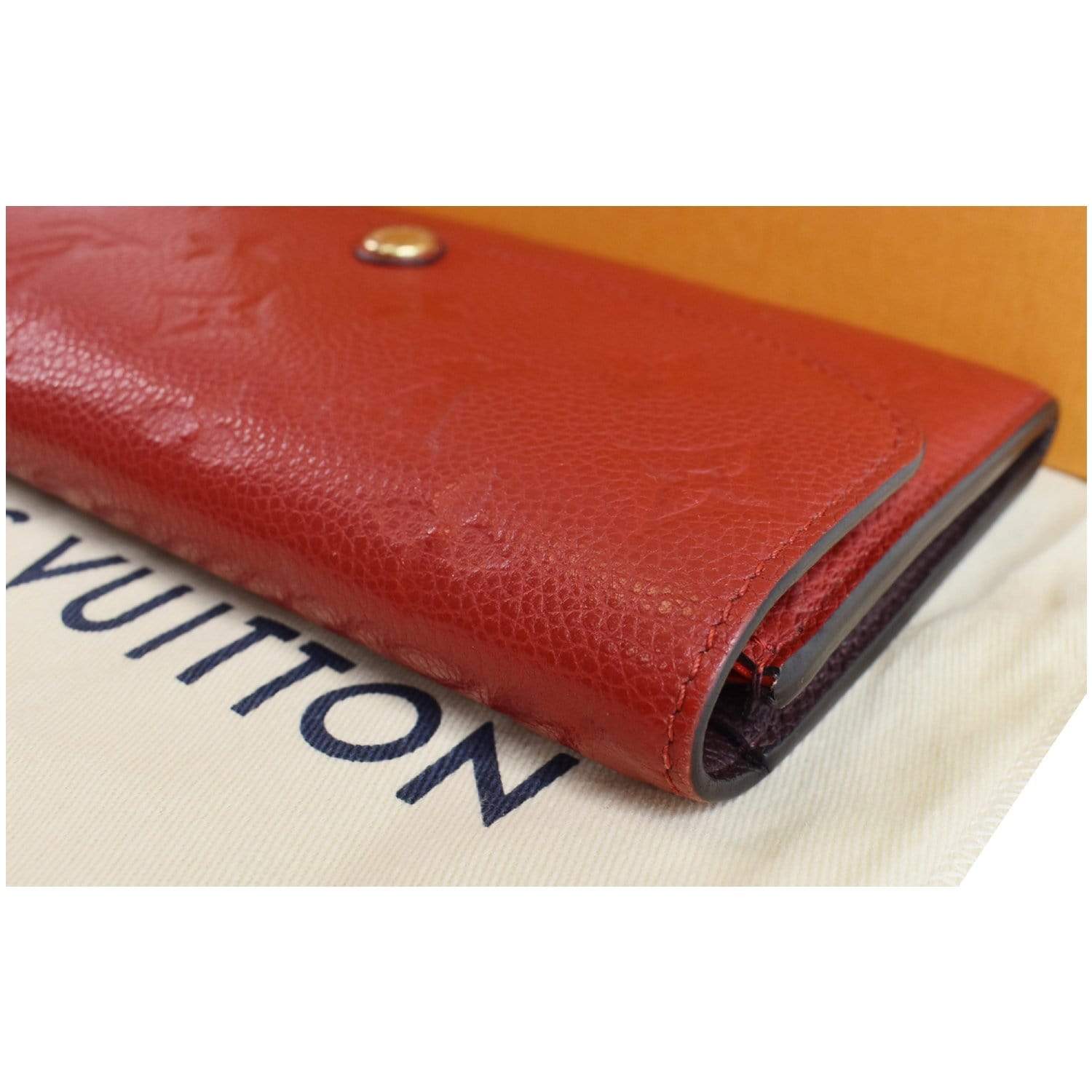 Authentic Louis Vuitton LV Empreinte Leather Monogram Red Wallet