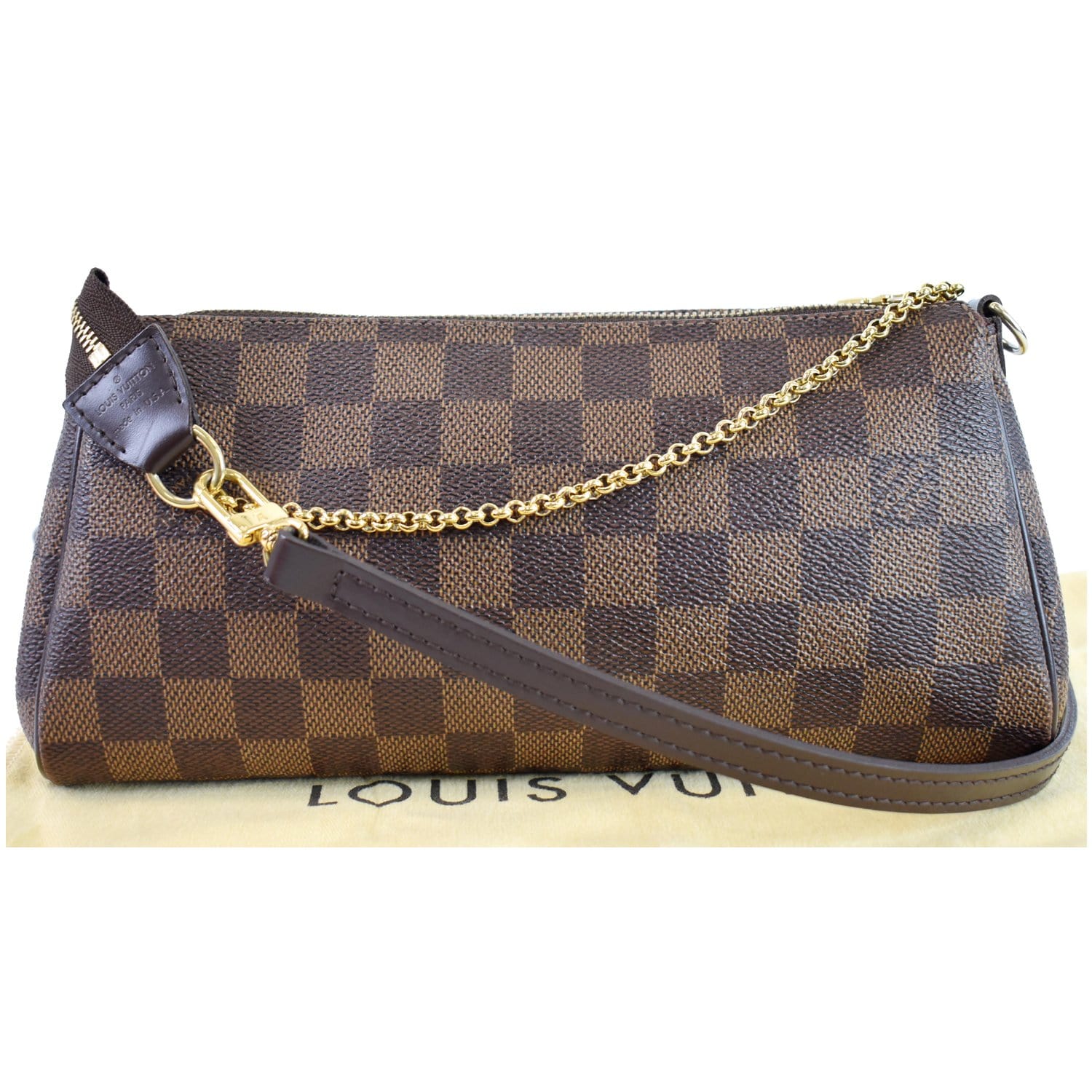 Gently Used Authentic Louis Vuitton Brown Damier Ebene Eva Clutch