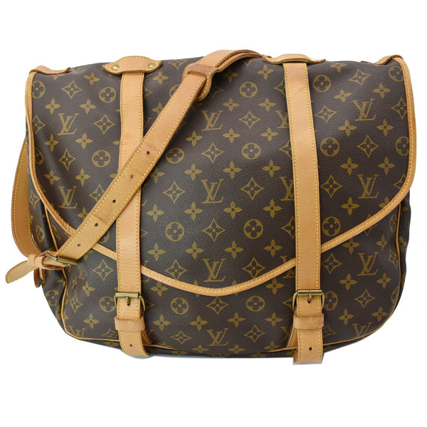 LOUIS VUITTON Saumur 43 XL Large Monogram Canvas Shoulder Bag Brown