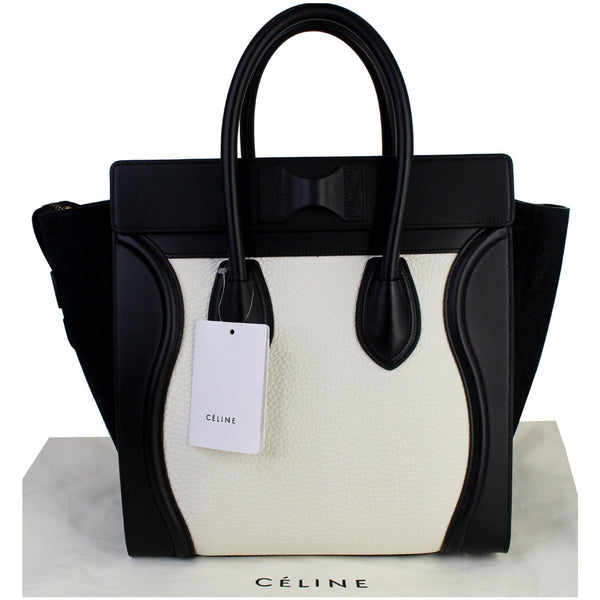 CELINE Mini Luggage Calfskin Leather Tote Bag Bi-Color