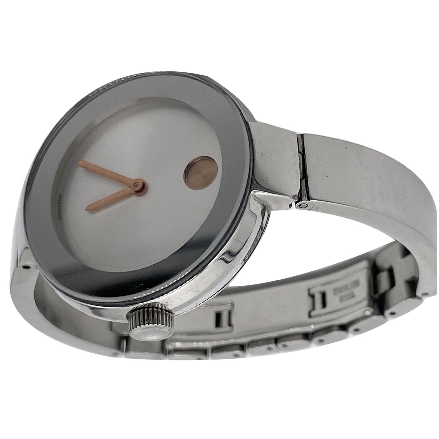 MOVADO Bold Bangle Swiss Bracelet SS Watch Silver Dial 33MM