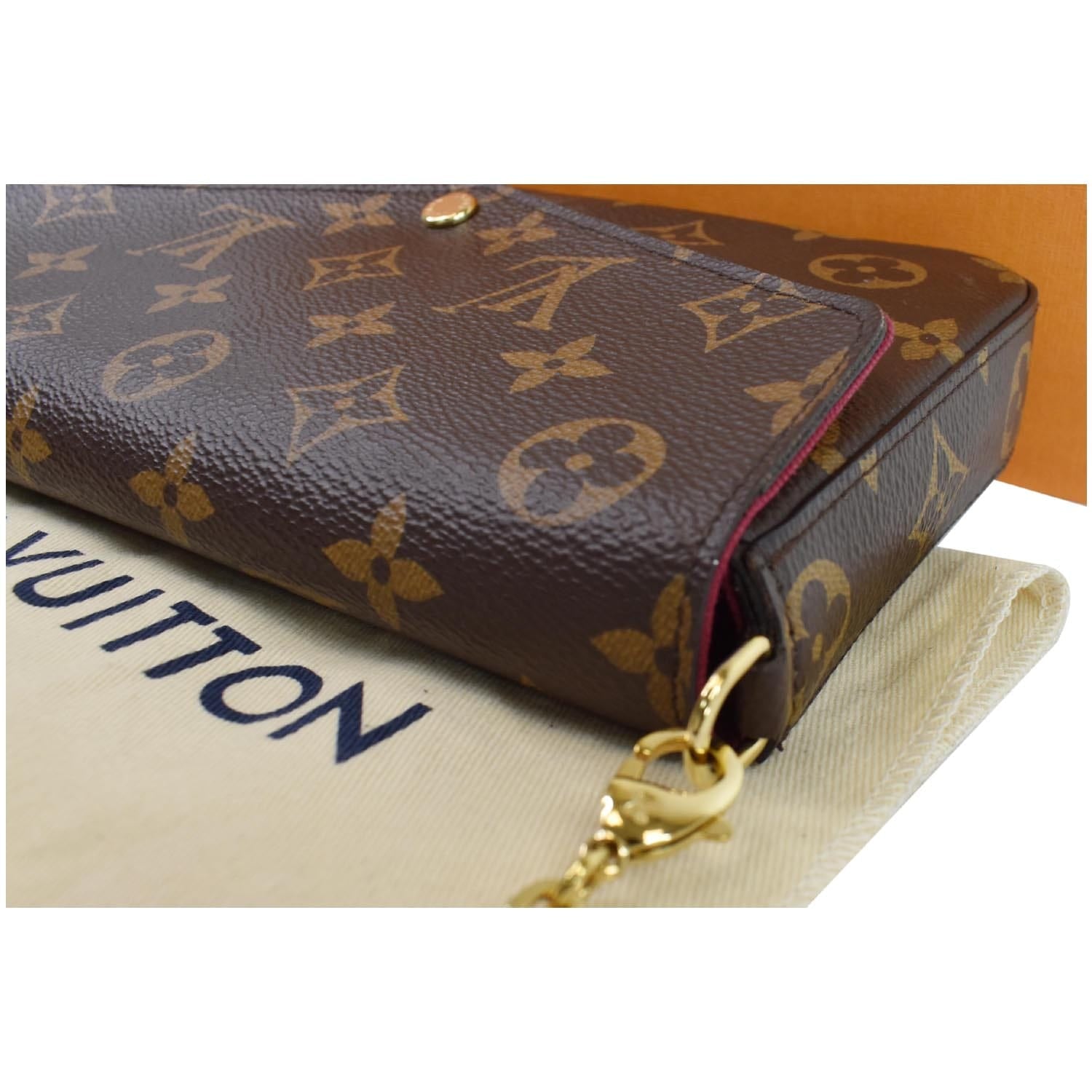 Louis Vuitton Monogram Pochette Felicity Chain Shoulder Bag Pouch Clutc  Brown