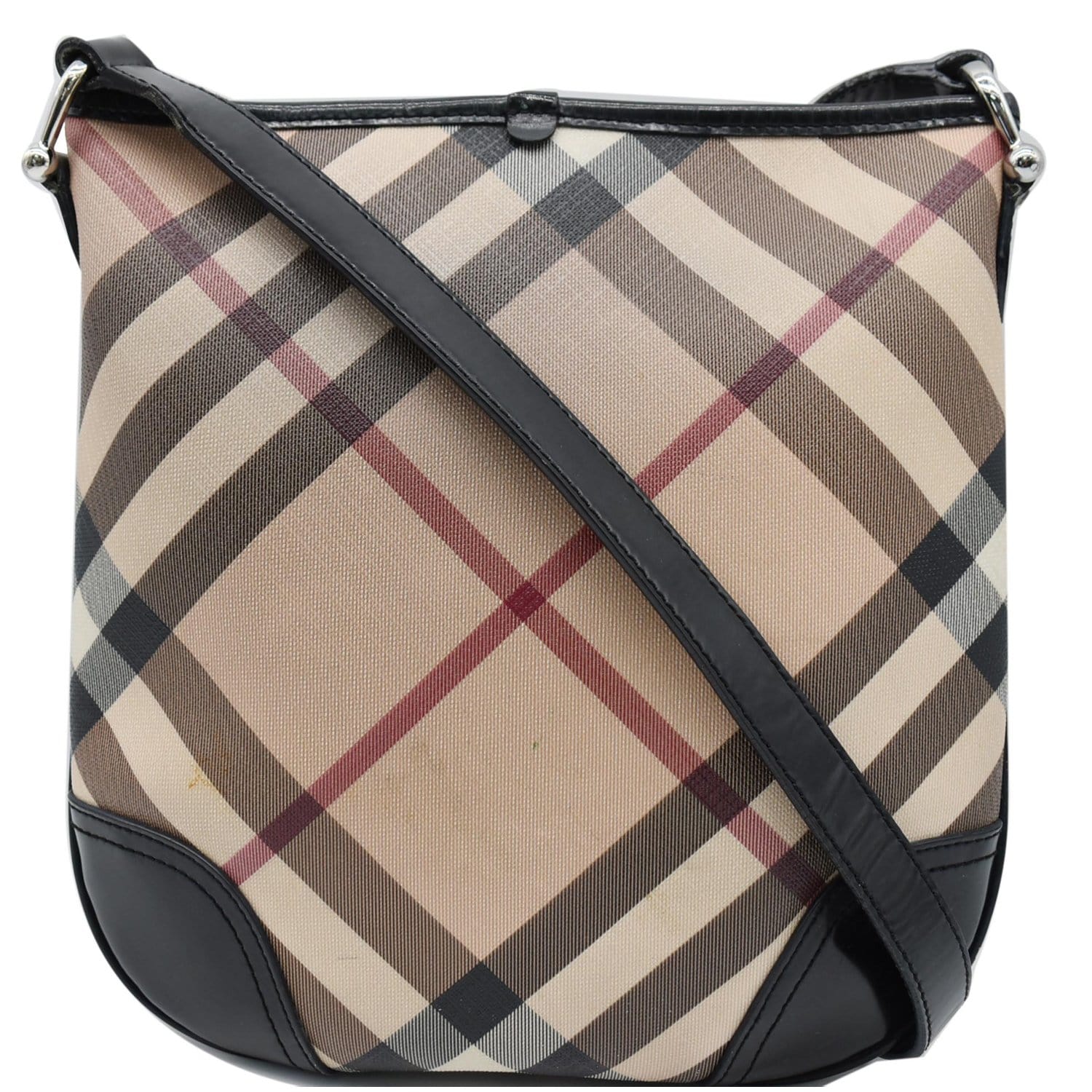 Burberry Beige/Maroon Nova Check Coated Canvas and Patent Leather Dryden  Crossbody Bag