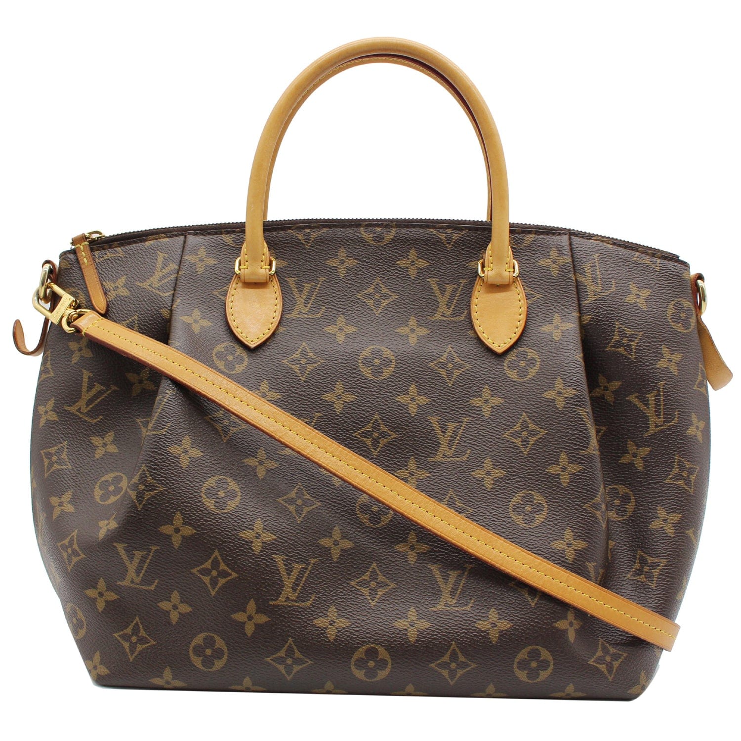 Louis Vuitton Brown Monogram Coated Canvas and Vachetta Leather Turenne MM  For Sale at 1stDibs