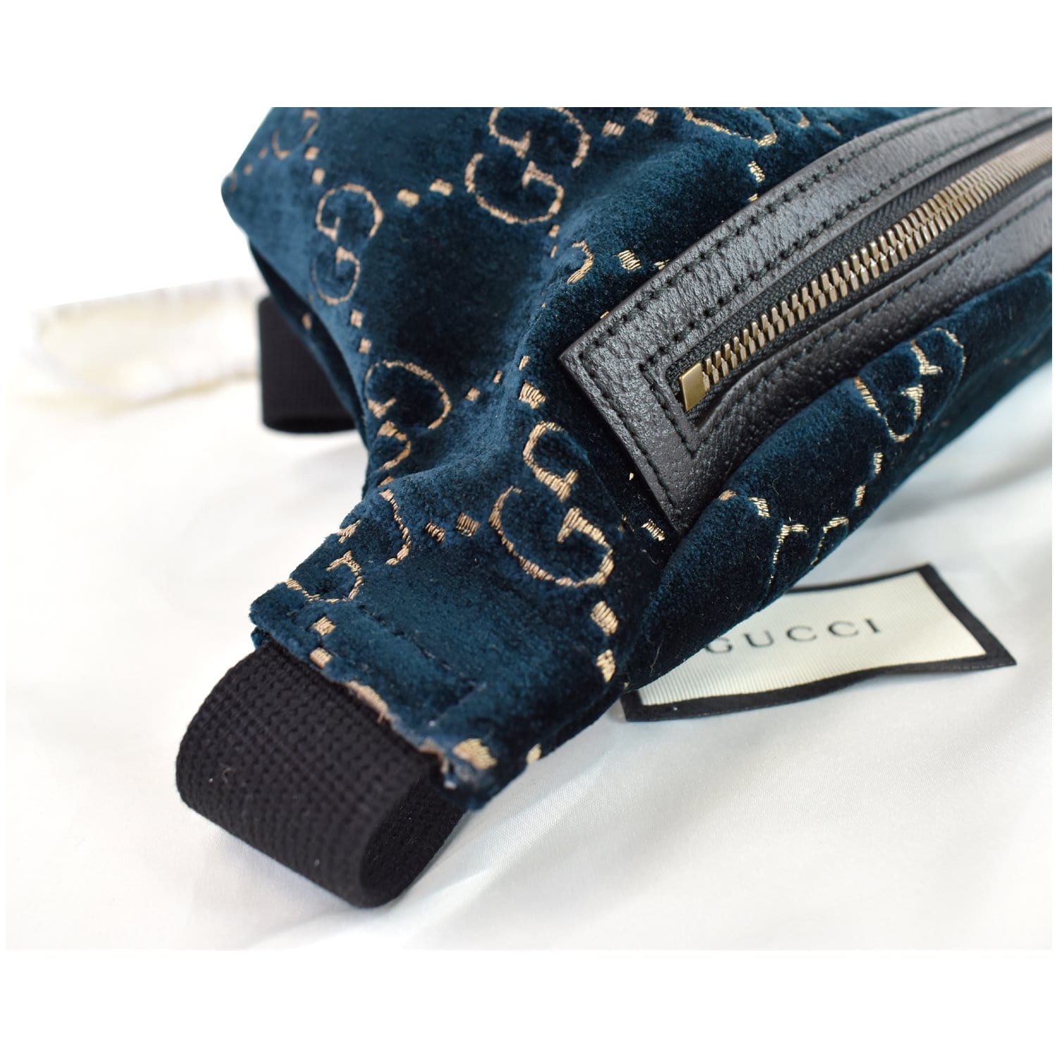 Gucci Navy Blue Leather Gg Belt