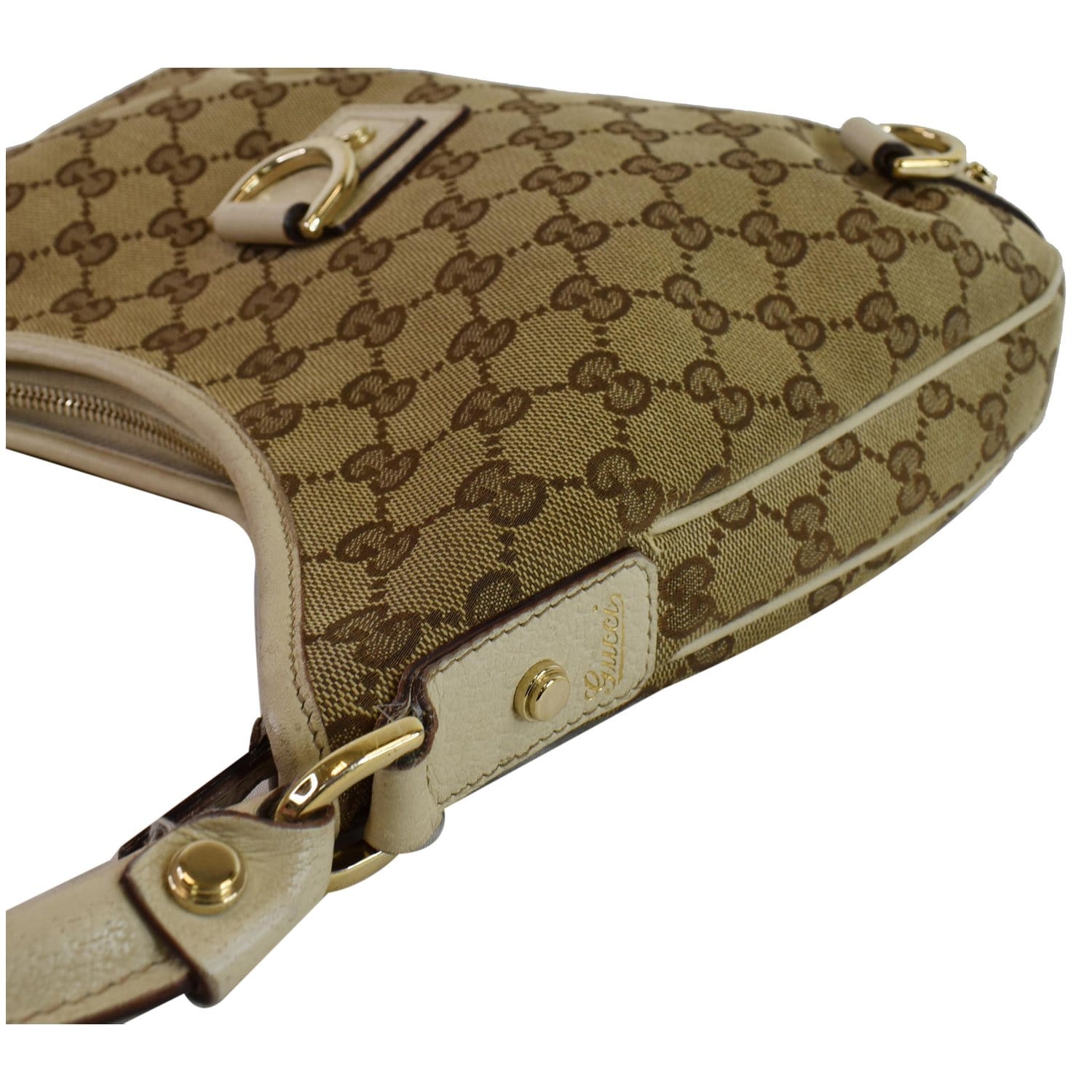Gucci GG Canvas Abbey D-Ring Hobo Bag 130738 Beige Cloth ref