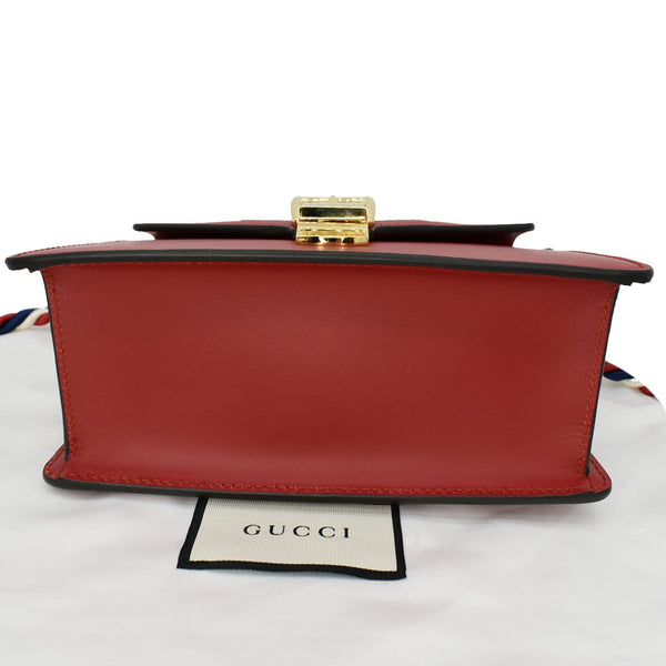 GUCCI Sylvie Mini Leather Top Handle Crossbody Bag Hibiscus Red 470270