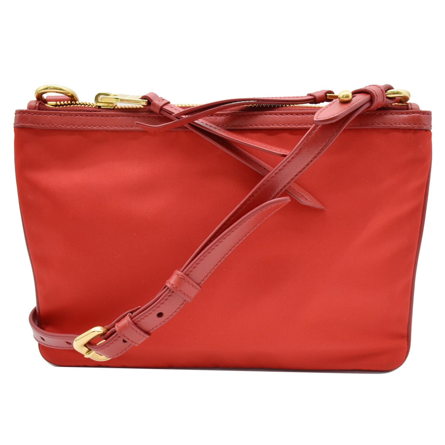 Prada Dual Strap Crossbody Bag Leather Small Red