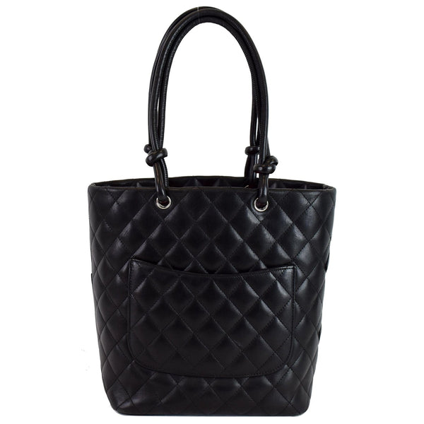 CHANEL Cambon Ligne Quilted Calfskin Leather Tote Bag Black