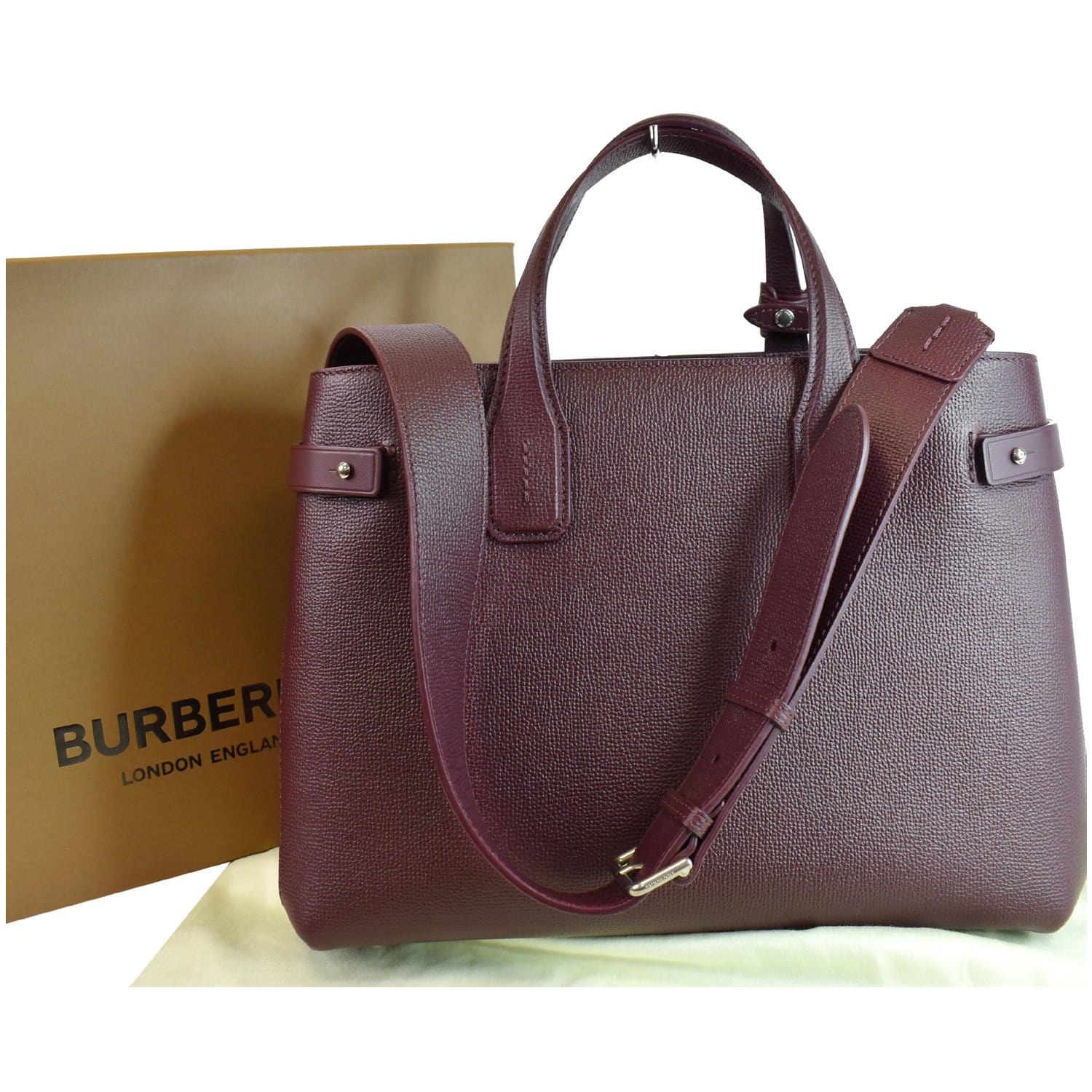 The banner leather handbag Burberry Red in Leather - 30279601