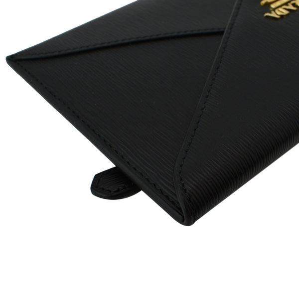 PRADA Envelope Leather Clutch Wallet Black