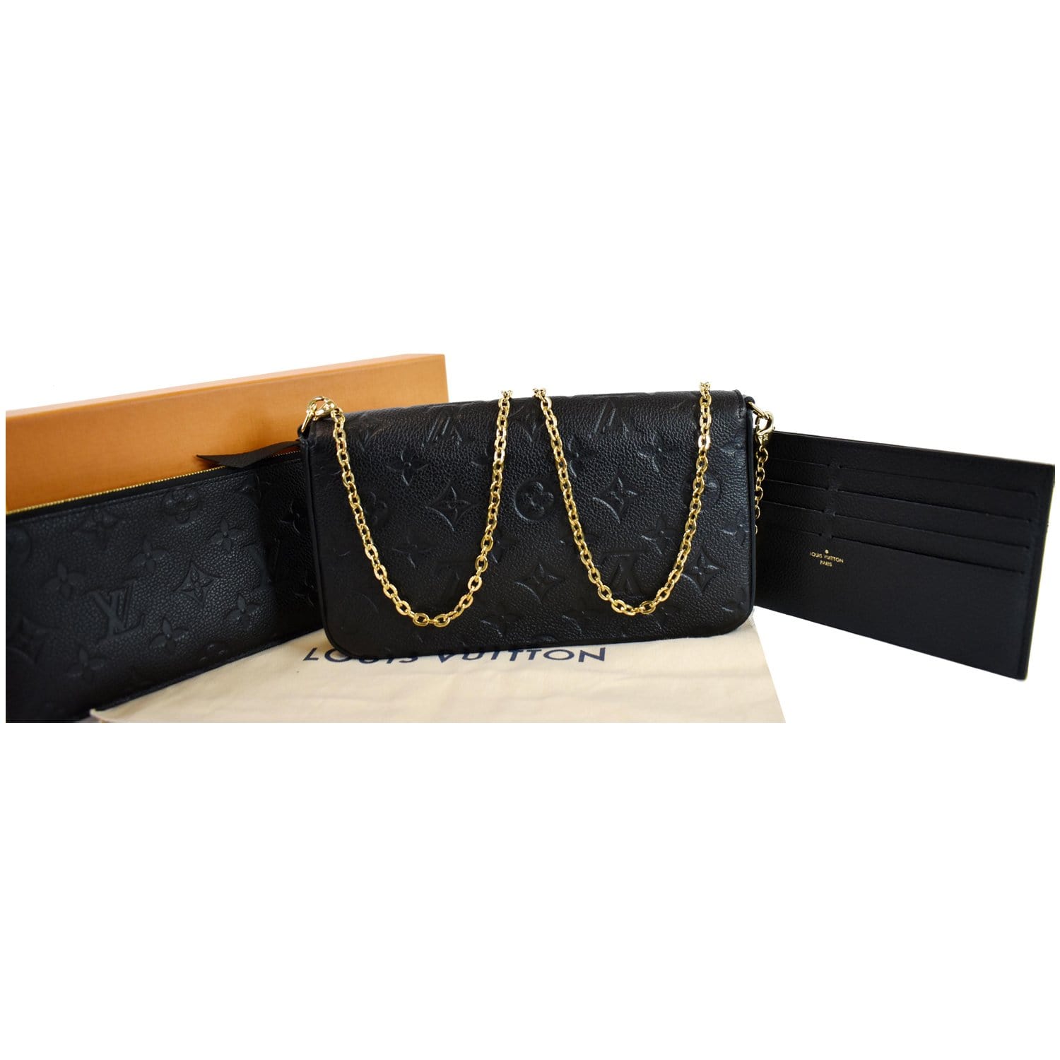 LOUIS VUITTON Pochette Felicie Monogram Empreinte Leather Chain Wallet
