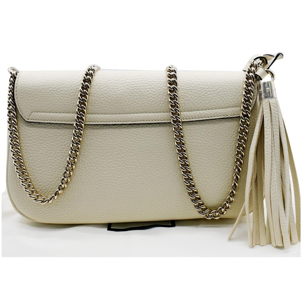 GUCCI Soho Chain Flap Leather Crossbody Bag White 536224