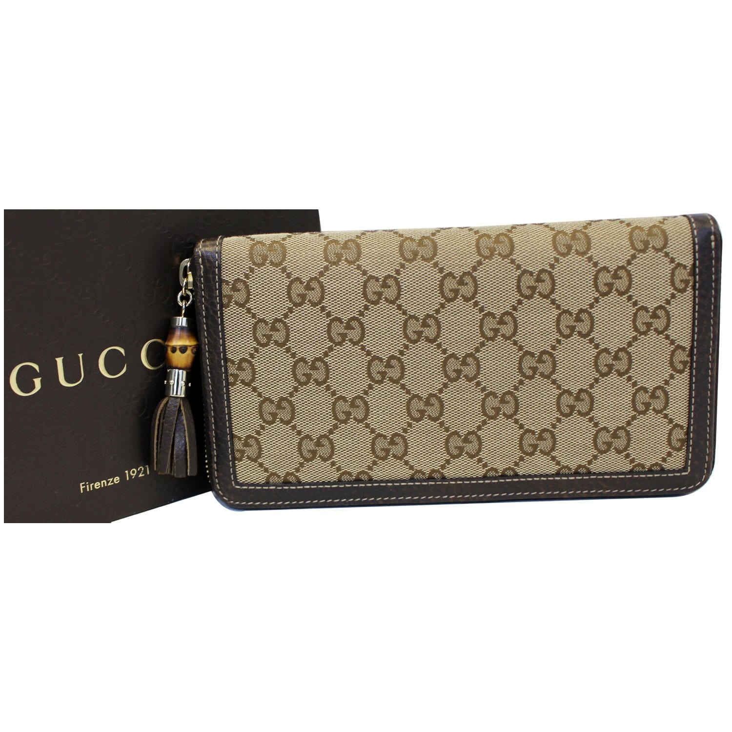 Gucci Green Leather Bamboo Zip Around Wallet Gucci