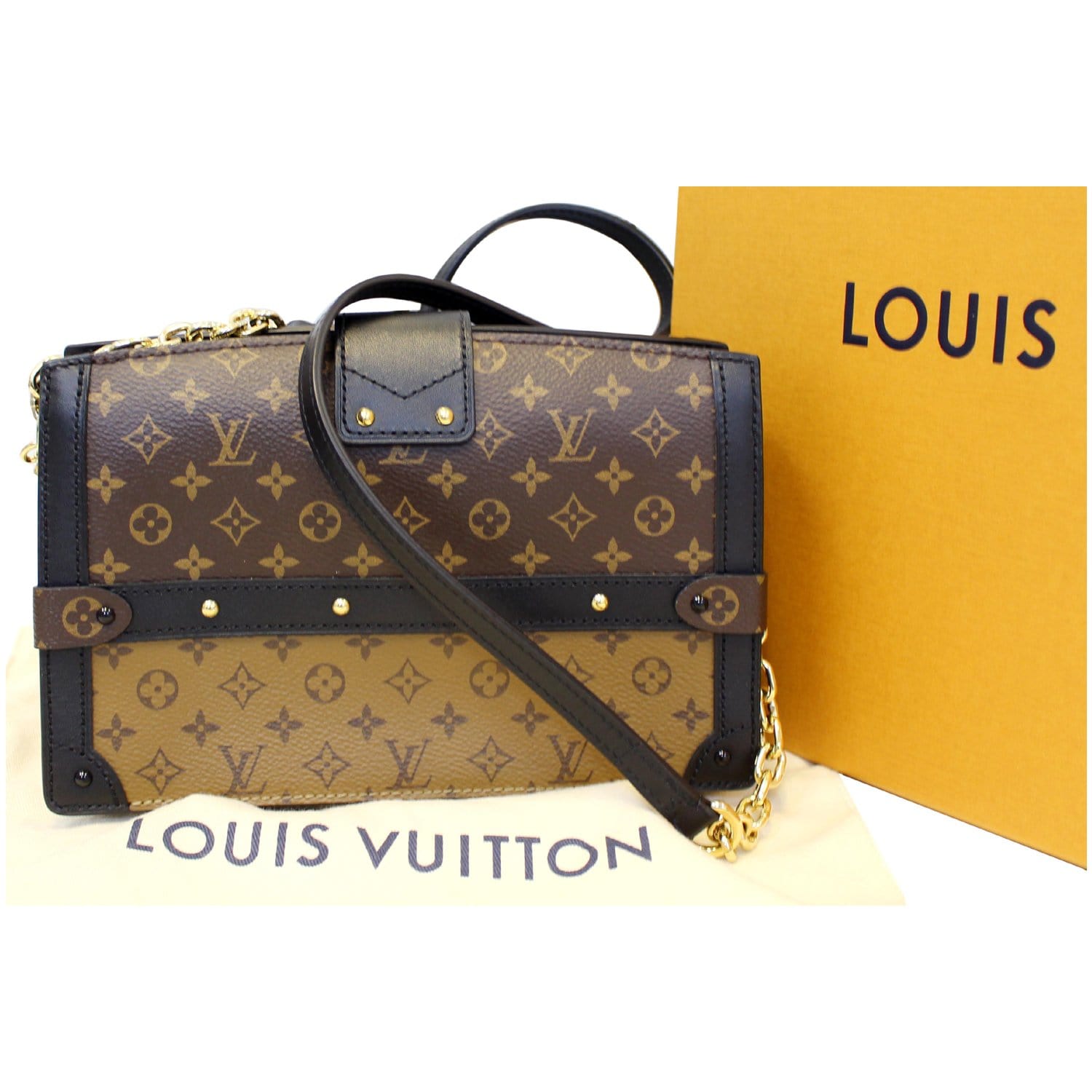 BANANANINA - Supple yet structured, Louis Vuitton trunk clutch recalls the Louis  Vuitton trunk-making legacy. Louis Vuitton Monogram Reverse Trunk Clutch  🔎673556 / 59301 For order and details please contact by WhatsApp