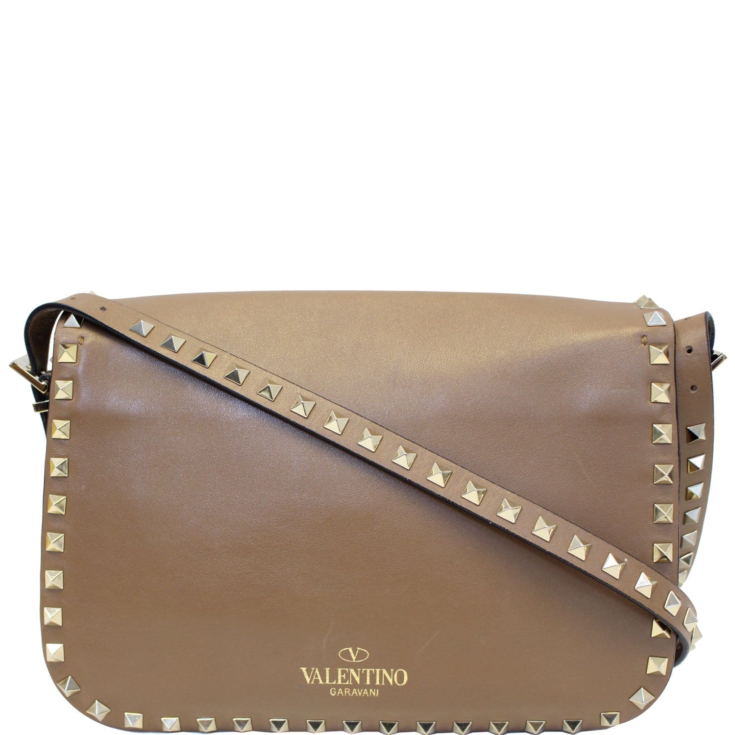 Valentino Rockstud Leather Crossbody Bag - Neutrals Crossbody Bags,  Handbags - VAL367232