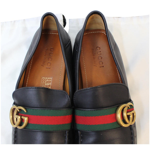 GUCCI Web Stripe Driver Moccasins Loafer Black 450891 US 8