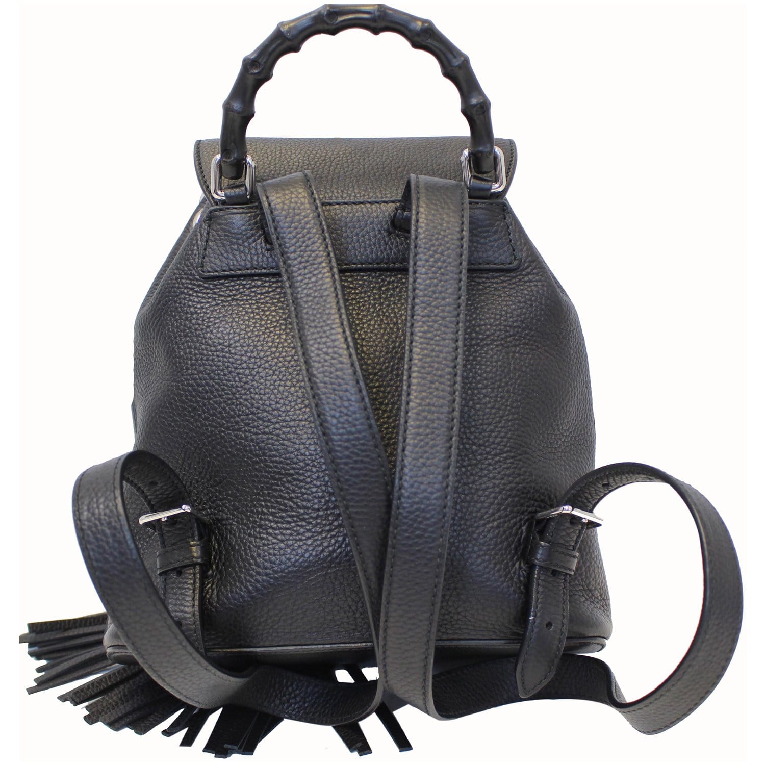 GUCCI BLACK LEATHER BAMBOO SHERRY LINE BACKPACK