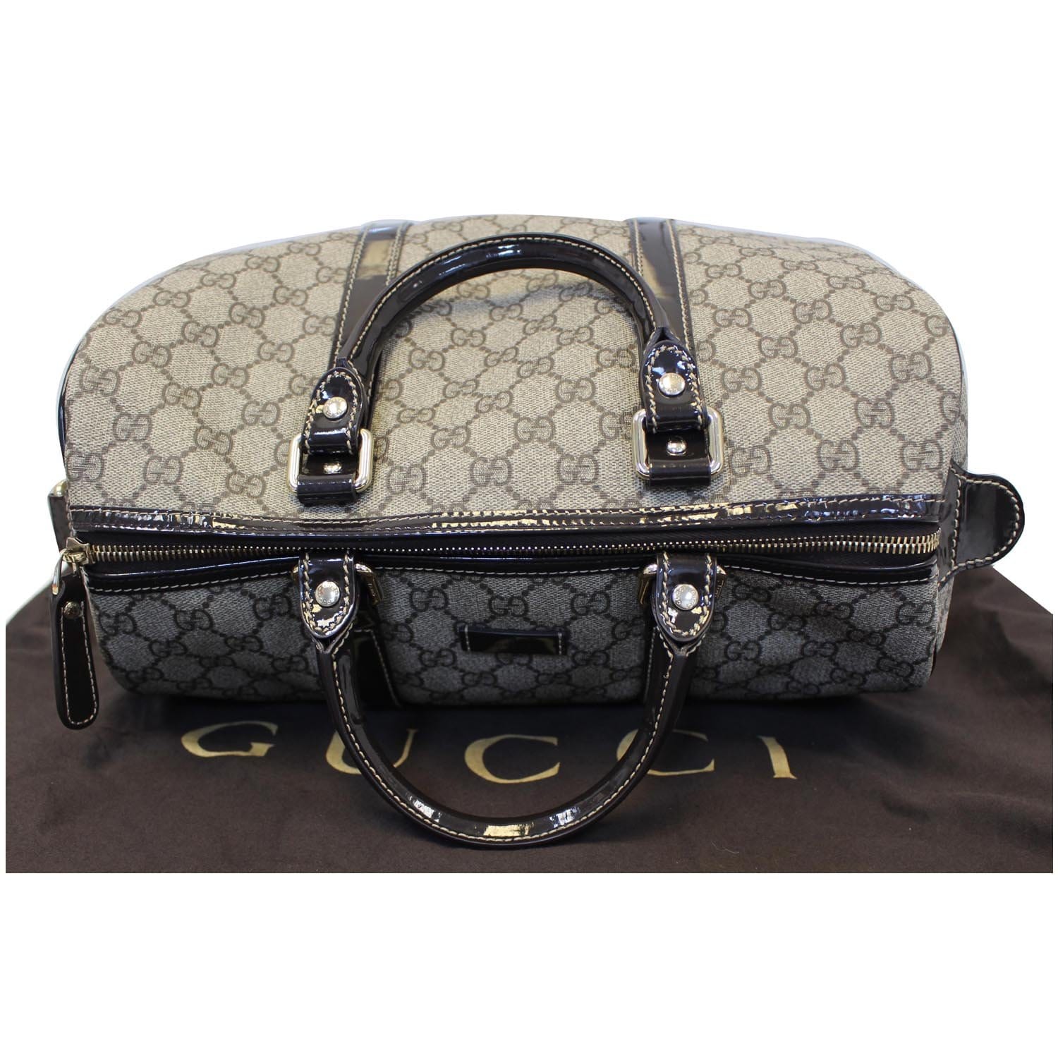 Gucci Joy Boston Bag GG Beige and Black Canvas Leather ref.434208