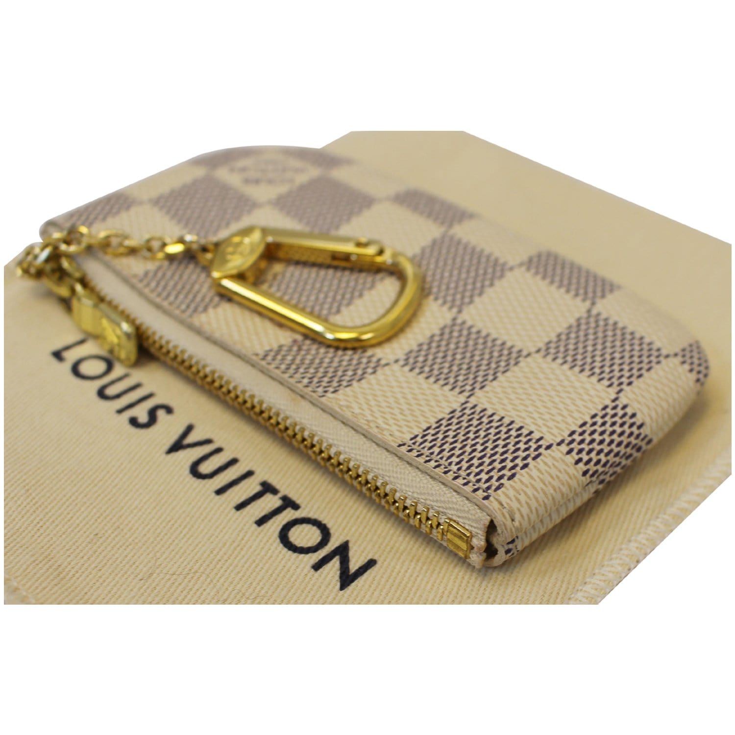 LOUIS VUITTON Coin Case Micro Boite Chapeau Round Zipp Wallet White Gold  Women