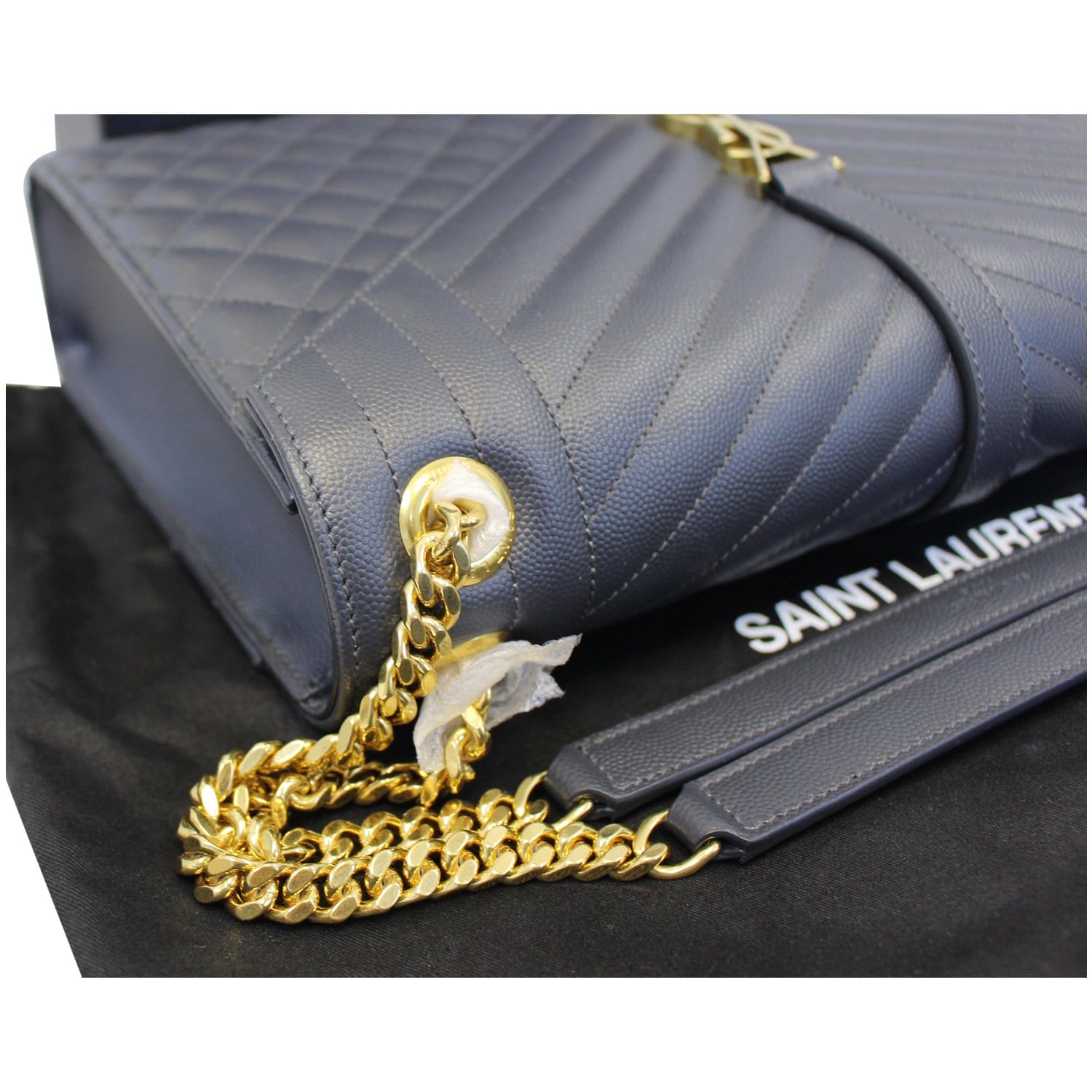 Neutral Envelope matelassé-leather shoulder bag, Saint Laurent