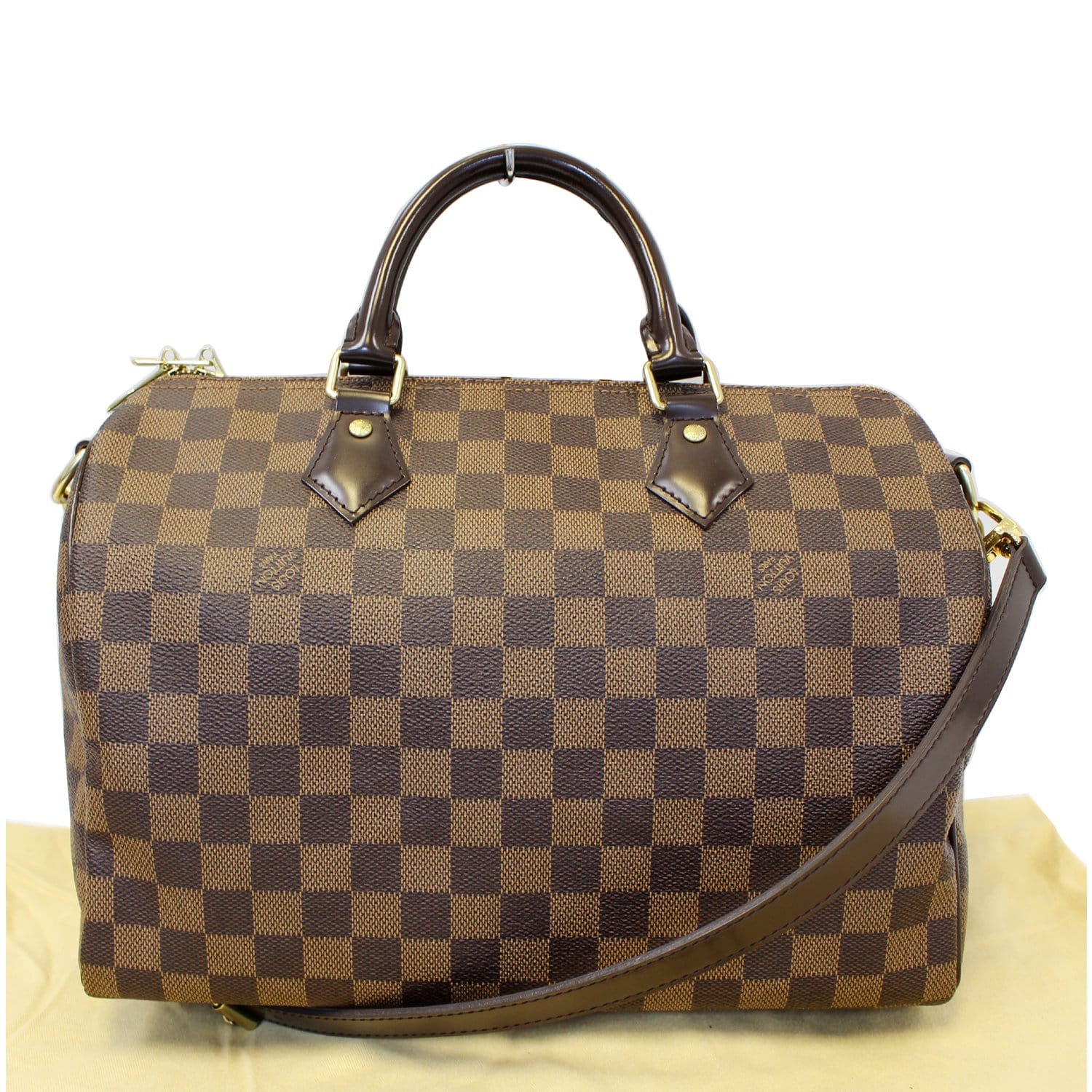 Speedy bandoulière cloth handbag Louis Vuitton Brown in Cloth - 31911483