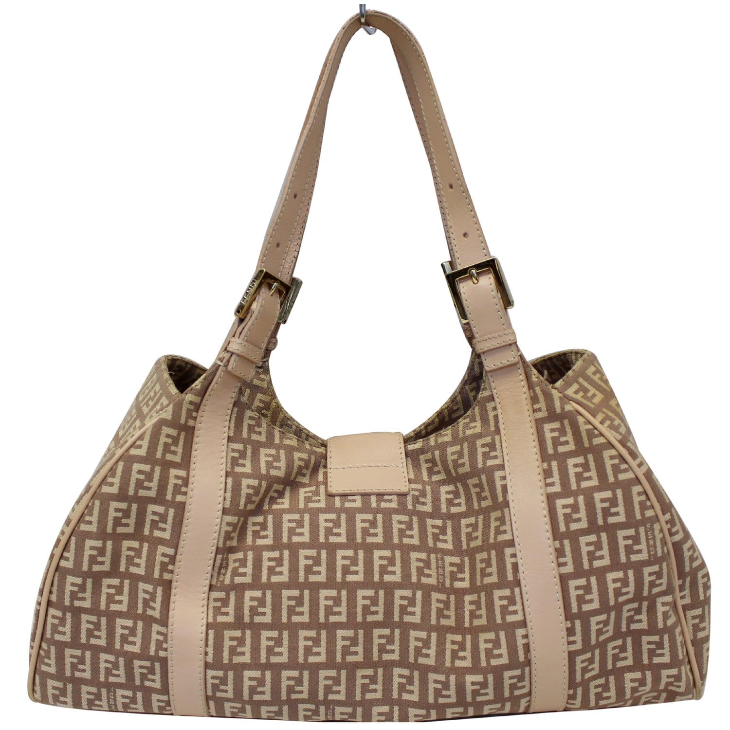 FENDI Zucchino one shoulder Womens shoulder bag beige x brown Leather Cloth  ref.224783 - Joli Closet