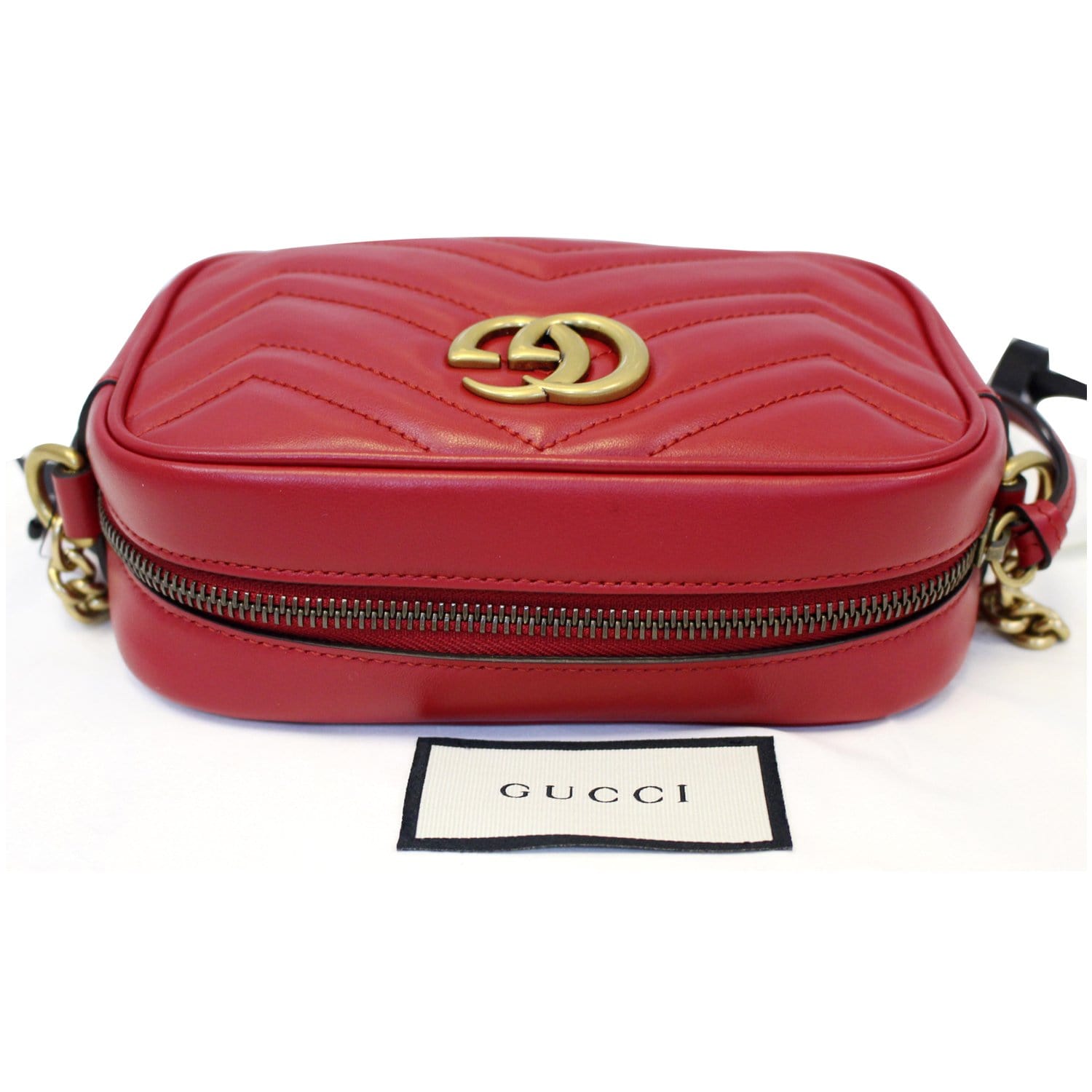 Gucci Red Matelassé Velvet Small GG Marmont Camera Crossbody Bag Gucci