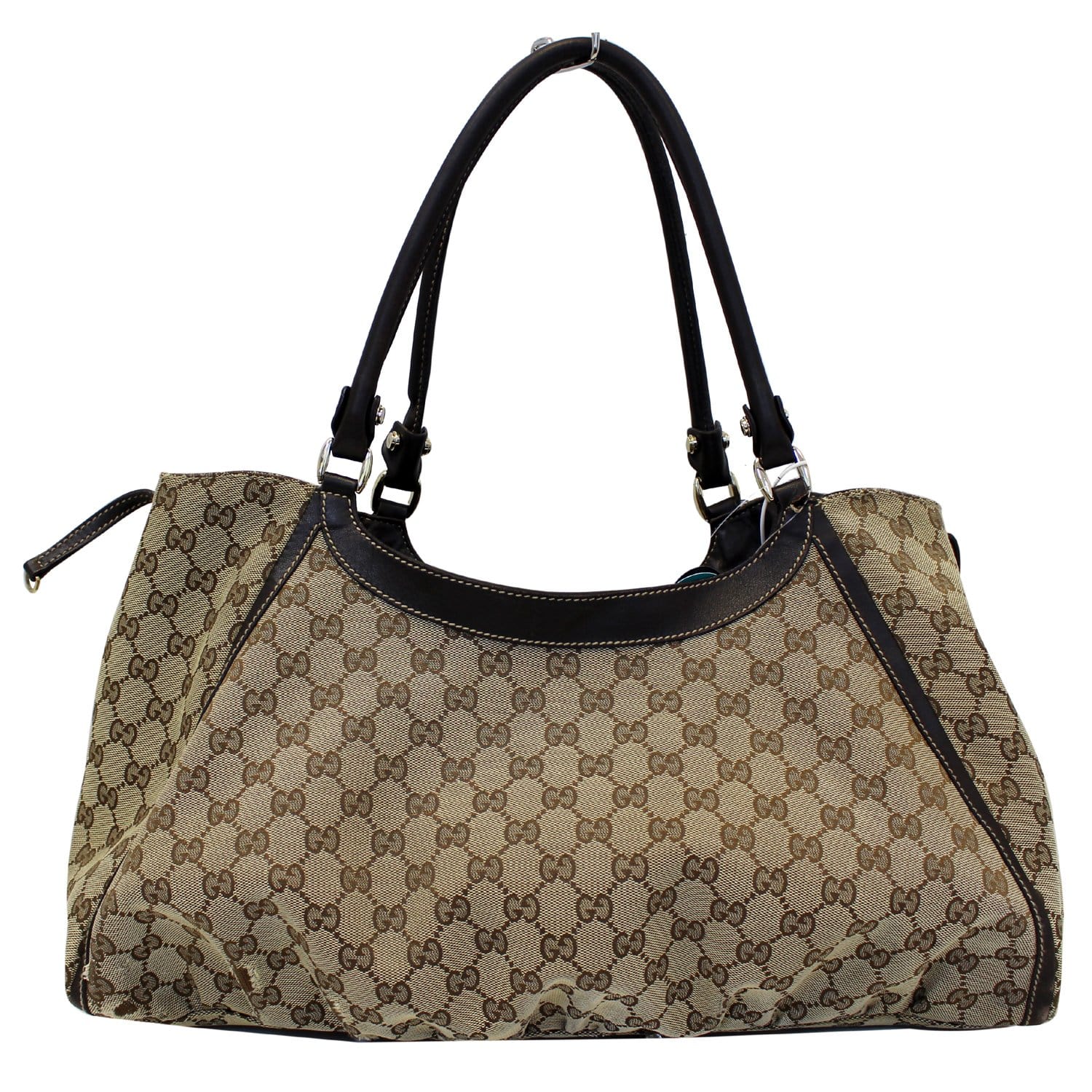 Gucci Gold/Beige GG Canvas and Leather Large Abbey D-Ring Hobo