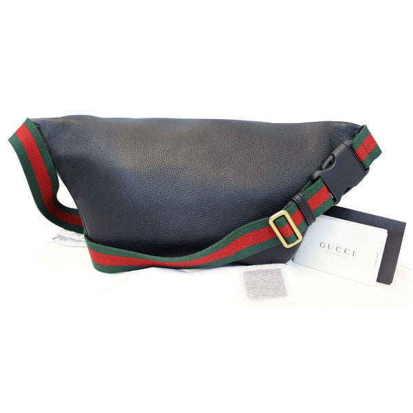 GUCCI Print Leather Black Belt Travel Waist Bum Bag 493869-US