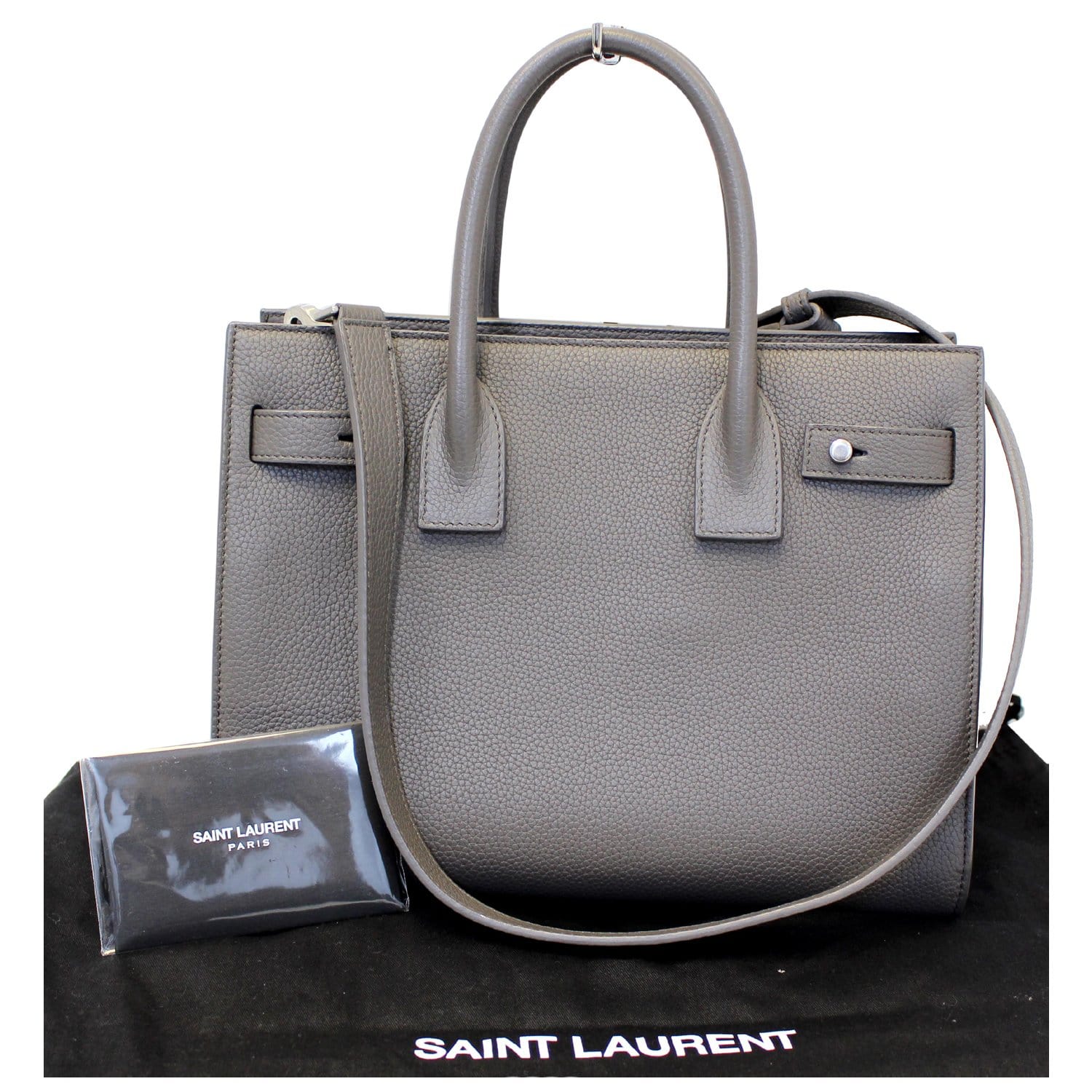 Saint Laurent Sac De Jour Baby Grained-leather Tote in Gray