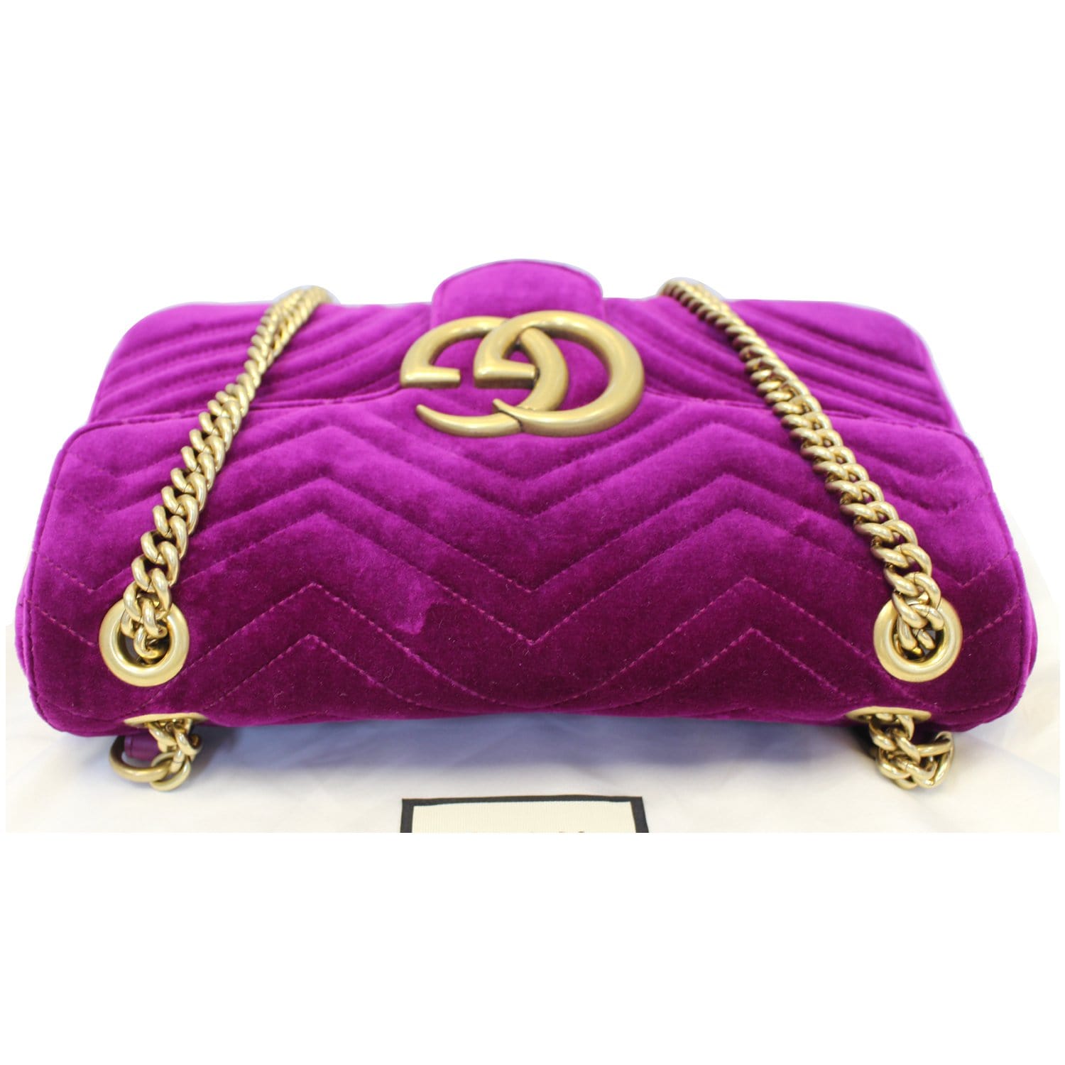 GUCCI Velvet Matelasse Medium GG Marmont Rubin Purple Velvet Bag