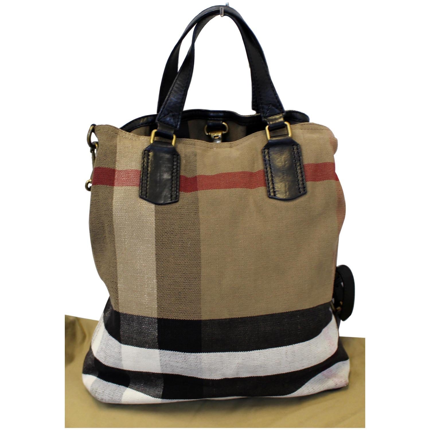 Burberry Canvas Medium Check Bucket Bag