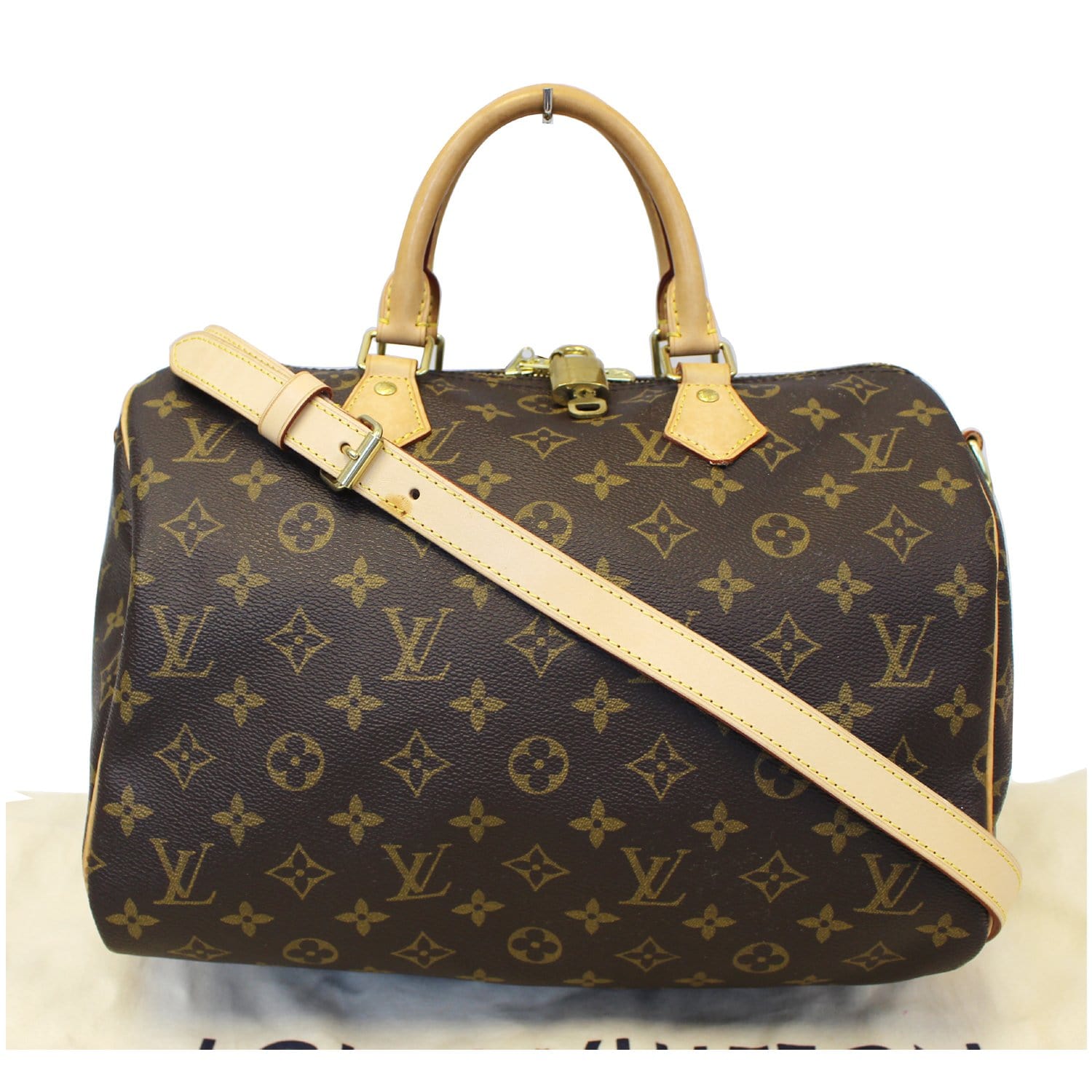 Speedy bandoulière cloth handbag Louis Vuitton Brown in Cloth