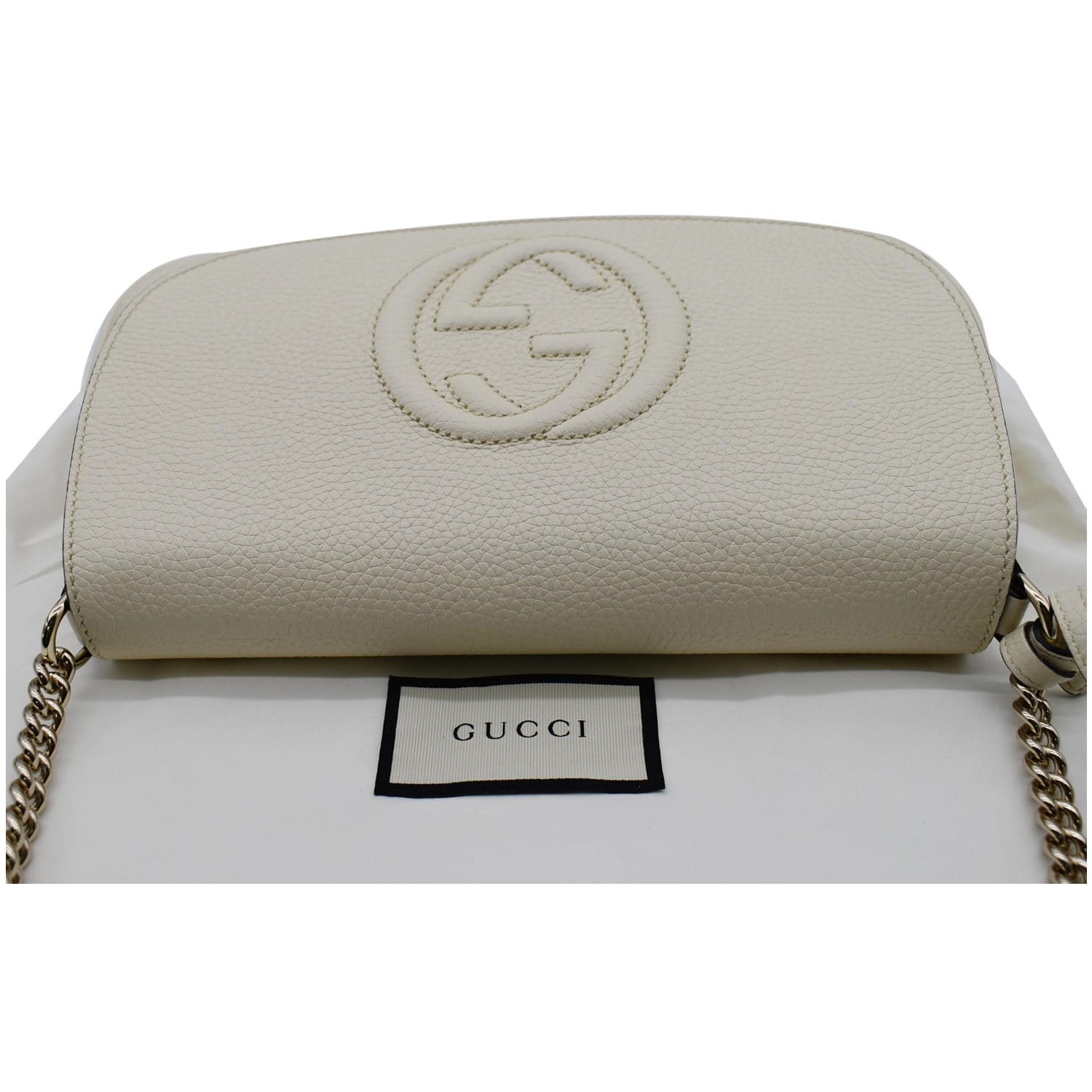 Gucci White Grained Leather Soho Chain Crossbody QFB1IS1LWB003