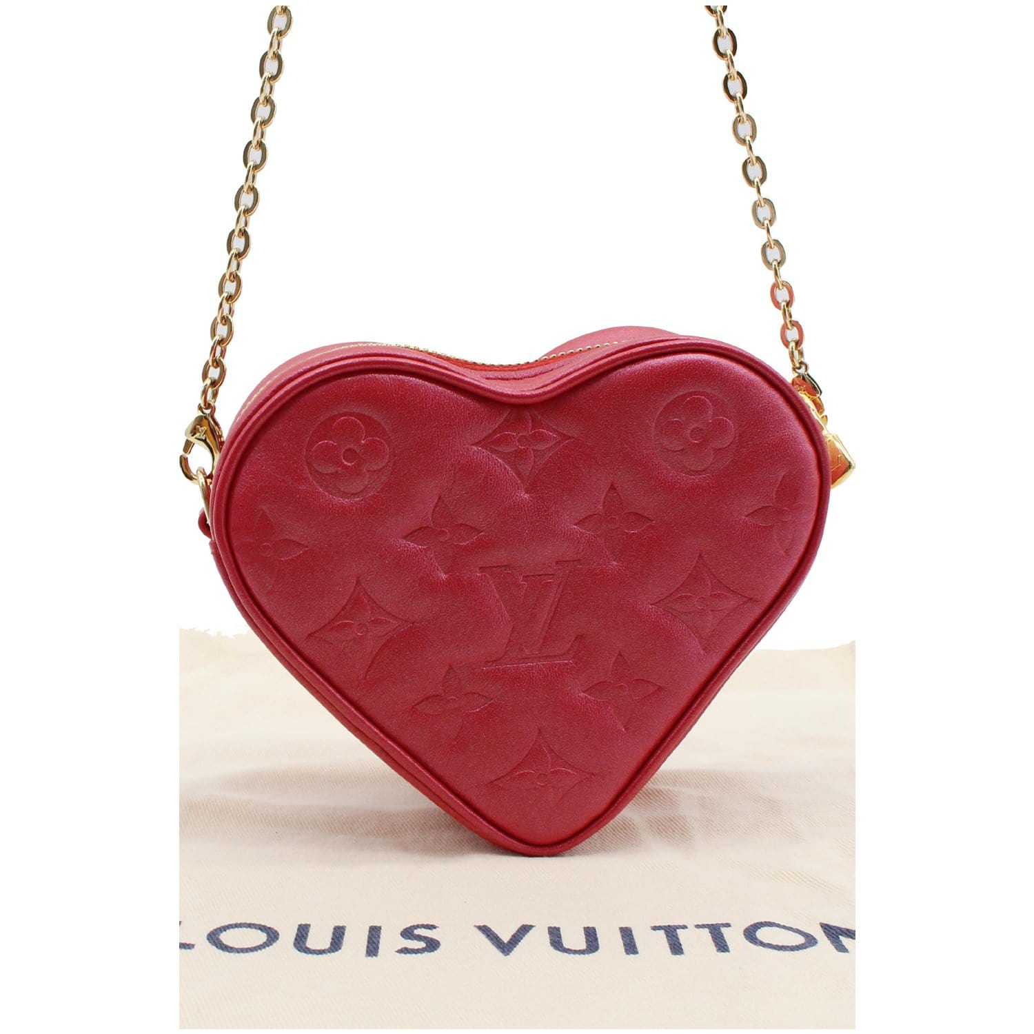 Louis Vuitton Heart Bag on Chain Fall in Love red leather mini