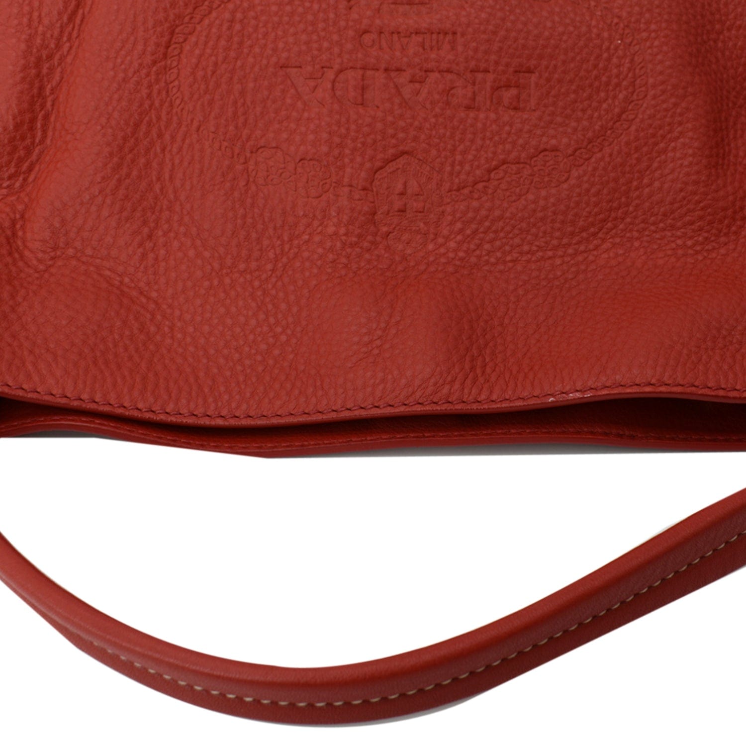 New Prada Vitello Phenix Grey Leather Embossed Logo Hobo Tote Bag