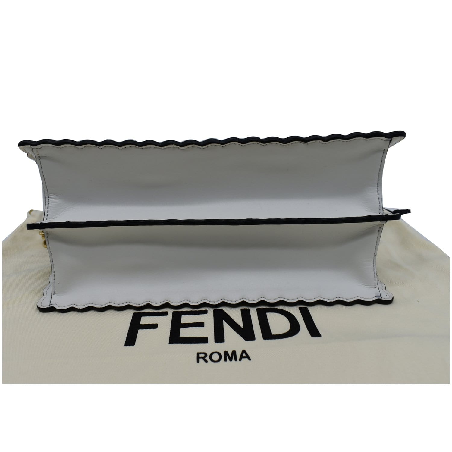 FENDI Vitello Liberty Kan I Bicolor Leather Shoulder Bag Black - 20% O