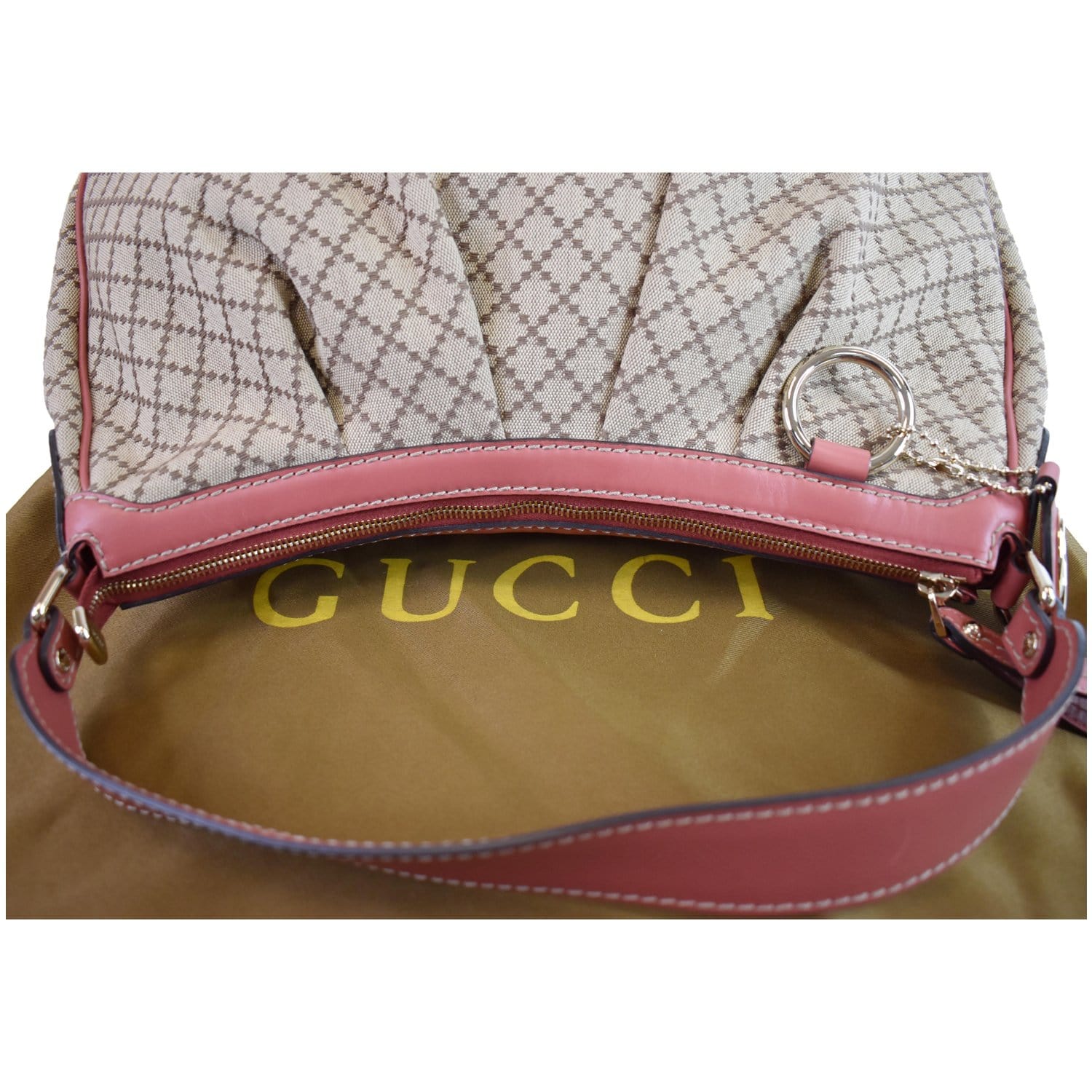 Gucci Beige/Pink Diamante Canvas And Leather Medium Sukey Hobo Gucci