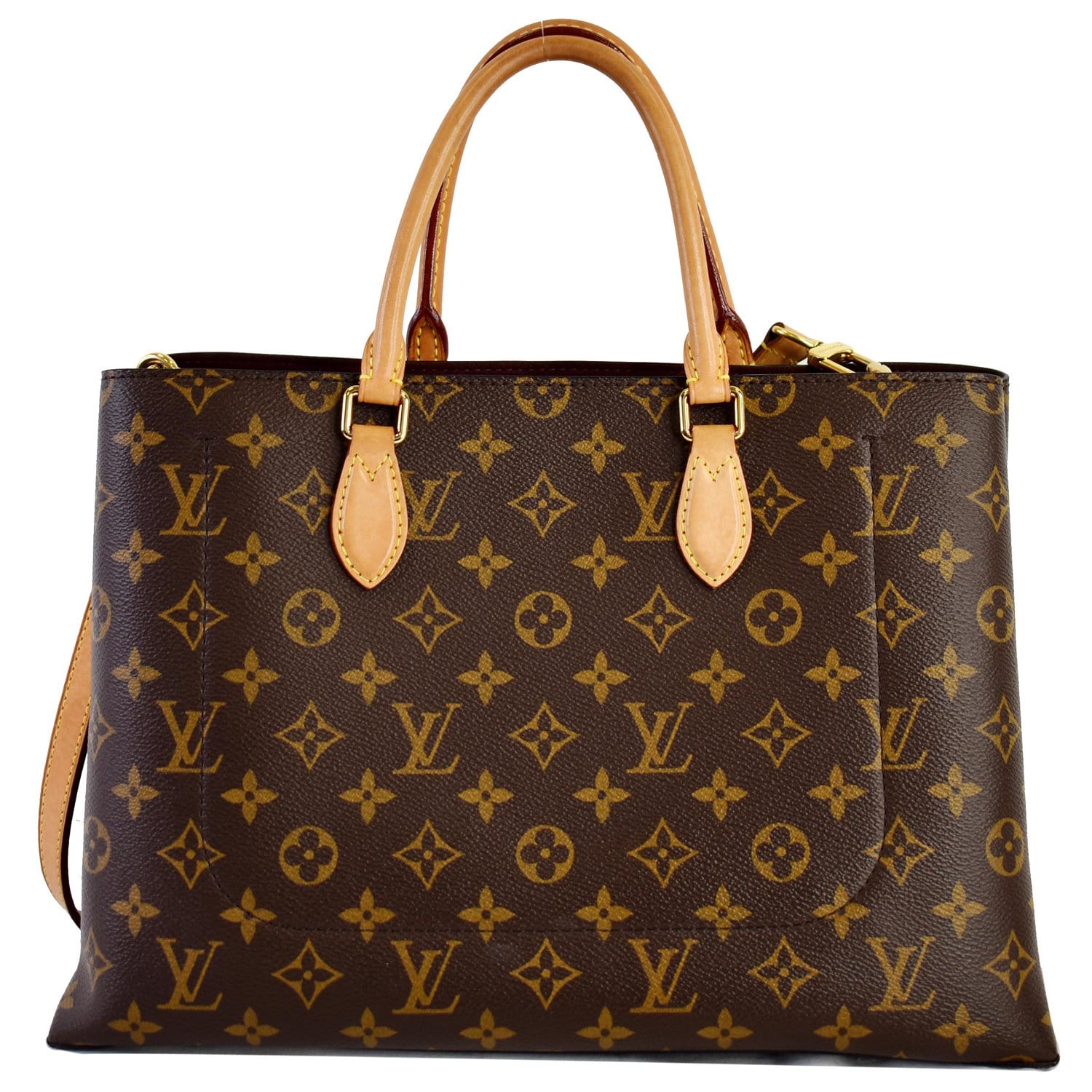 Louis Vuitton LV Monogram Print Tote Handbag Brown