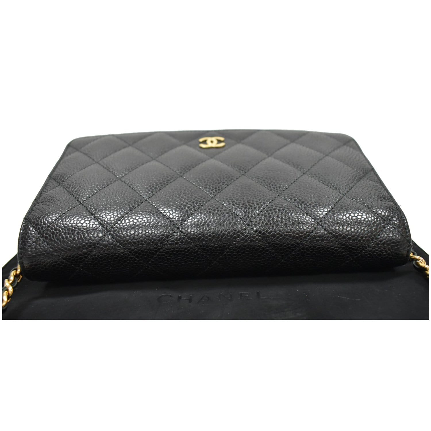 CHANEL Caviar WOC Wallet On Chain Black Shoulder Crossbody Bag Leather
