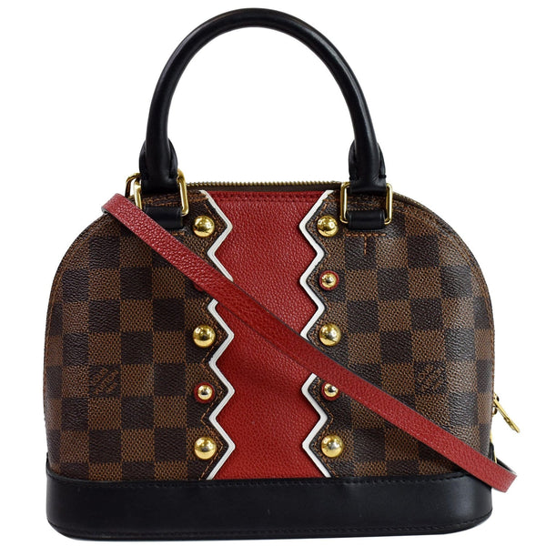 Louis Vuitton Alma BB Karakoram Damier Ebene Bag red strap