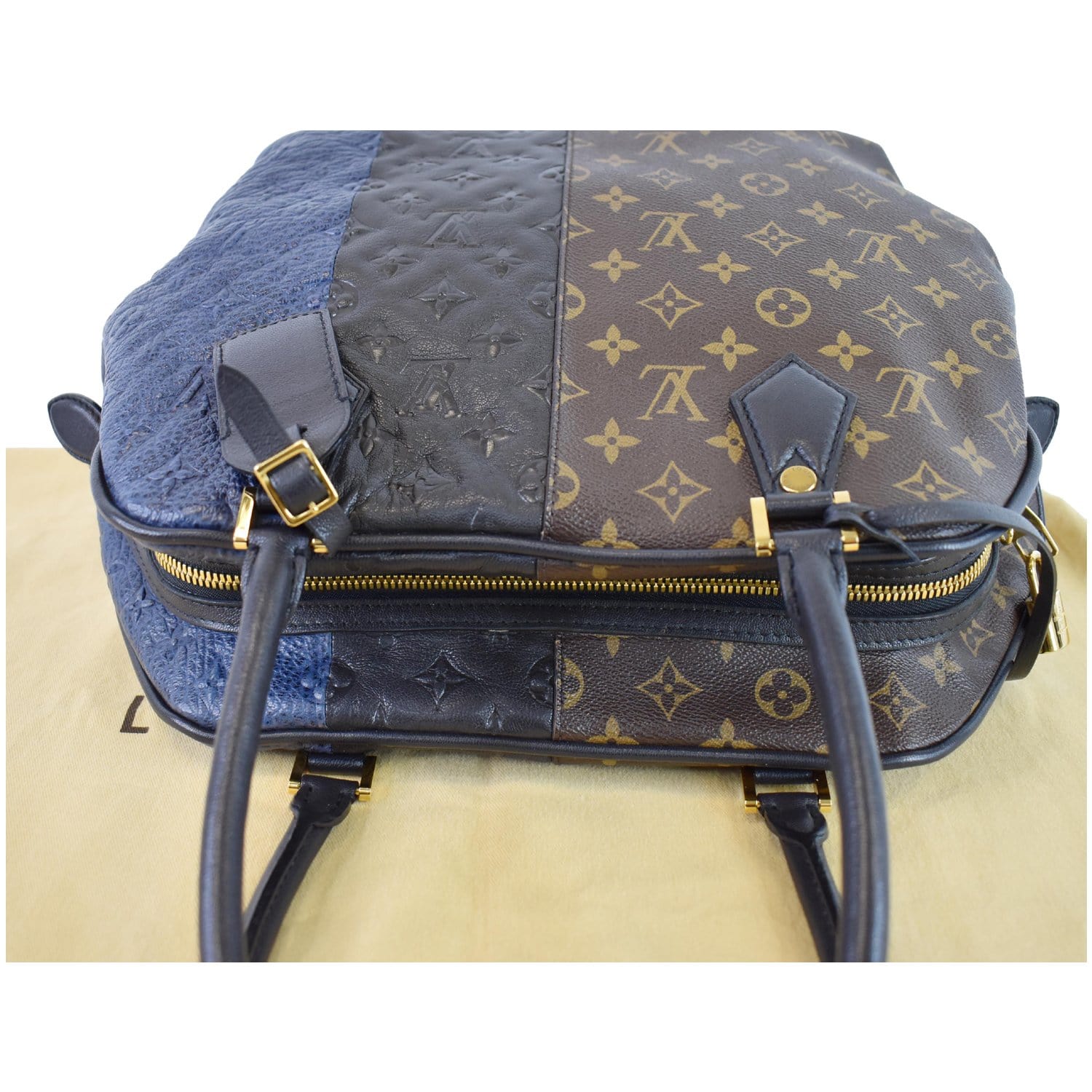 Louis Vuitton Vuitton Block bag Brown Black Blue Leather Cloth ref