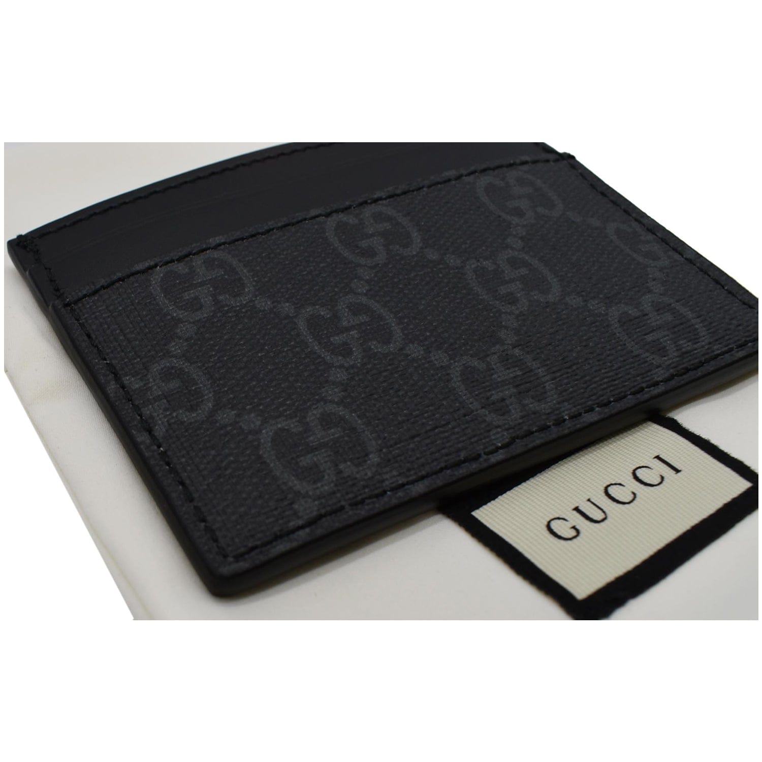Gucci Black & Grey GG Supreme Kingsnake Card Holder for Men