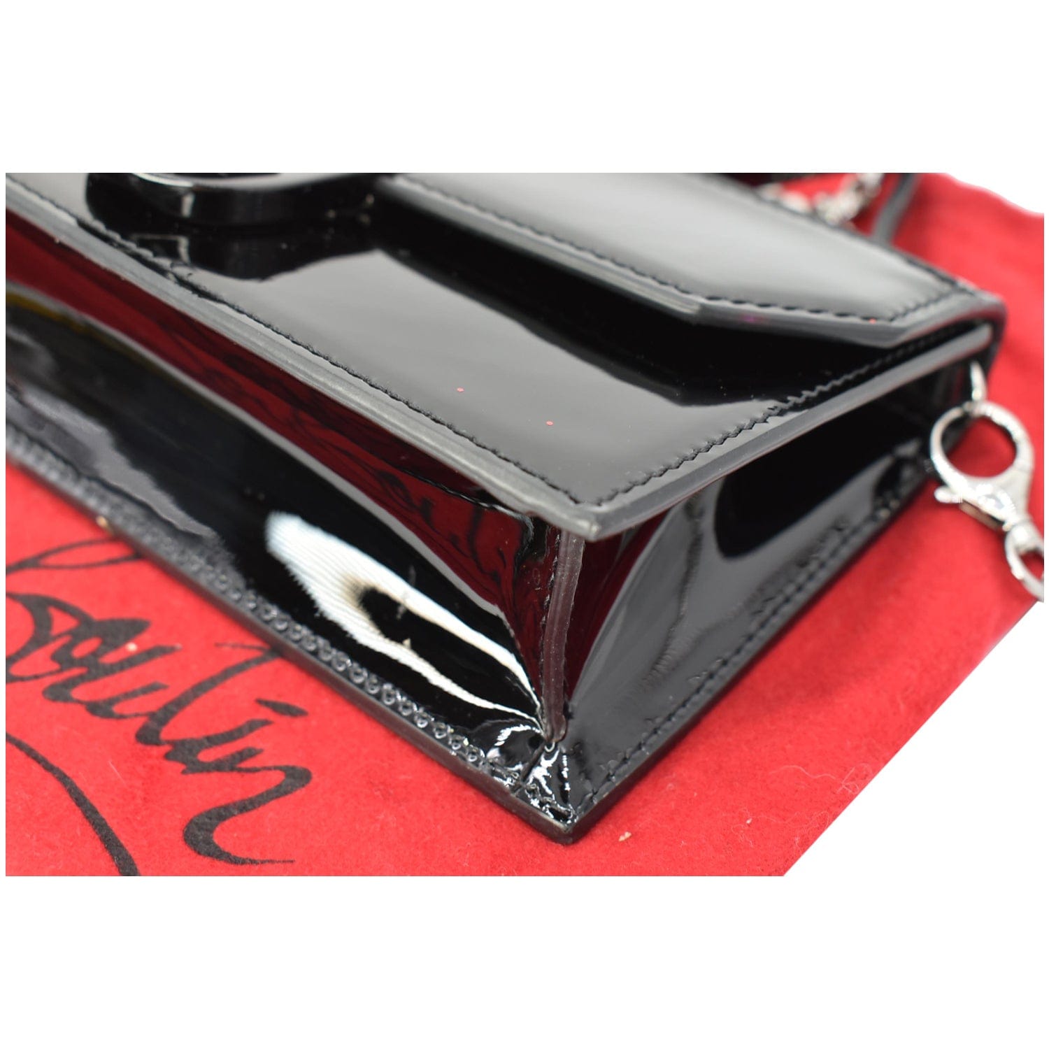 Baguette Phone Pouch - Black patent leather pouch