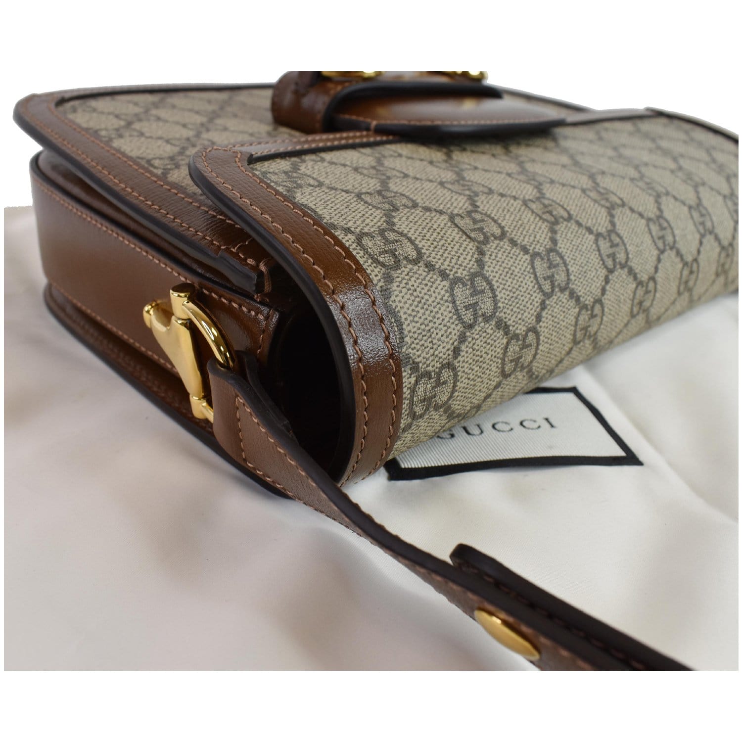 GUCCI Shoulder Bag 625615 Horsebit 1955 GG Supreme Canvas/leather Brow –