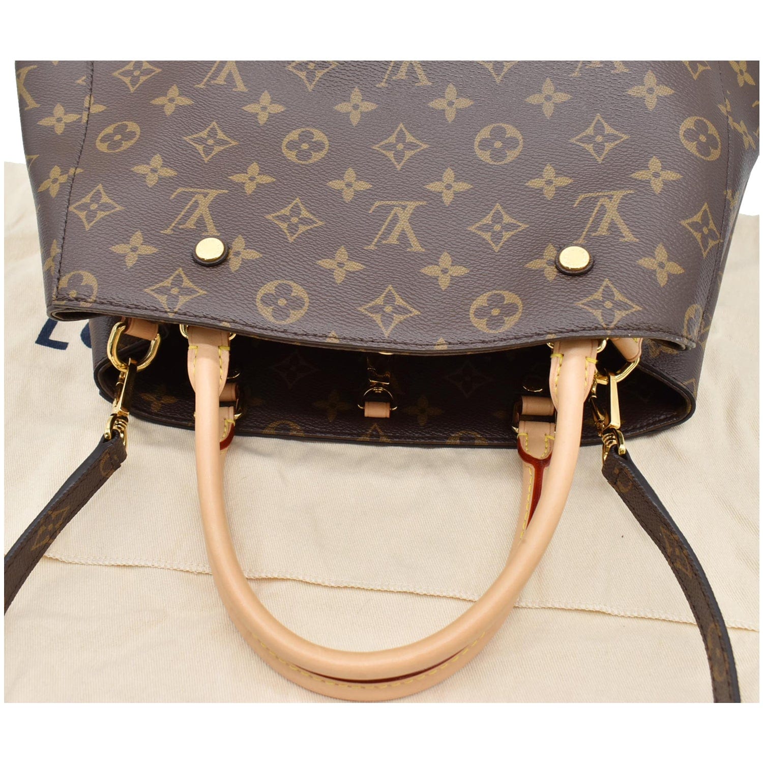 Montaigne cloth handbag Louis Vuitton Brown in Cloth - 37332609