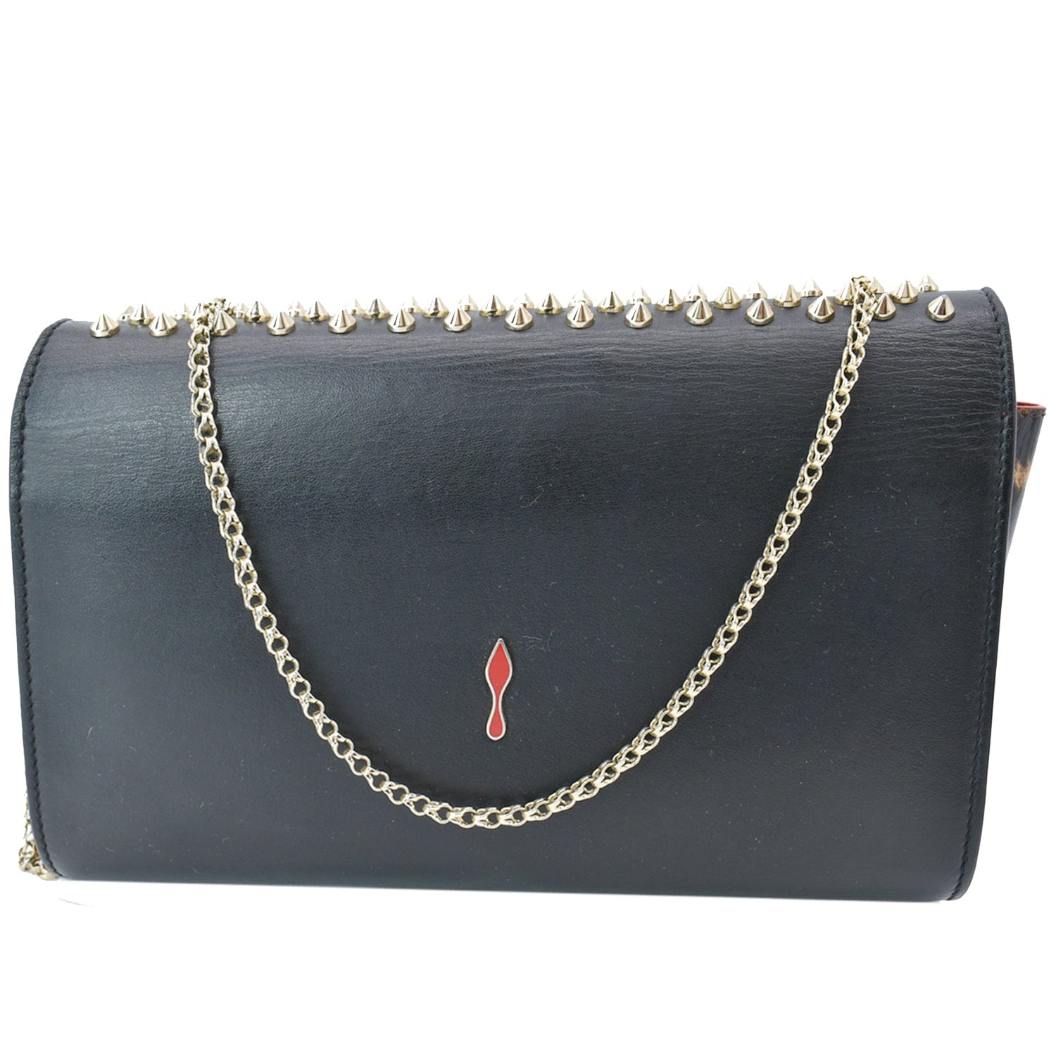 CHRISTIAN LOUBOUTIN Paloma Embellished Leather Chain Clutch Bag Black