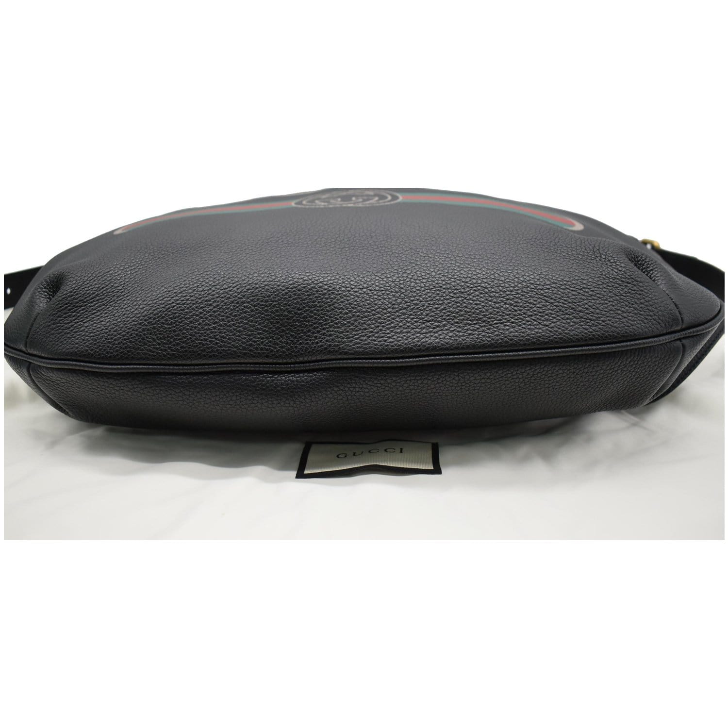 Buy the Gucci Black Patent Crescent Shoulder Bag COA