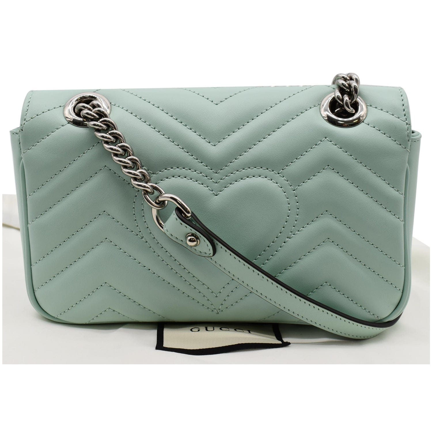 Gucci Grey GG Marmont Mini Chain Bag, Leather